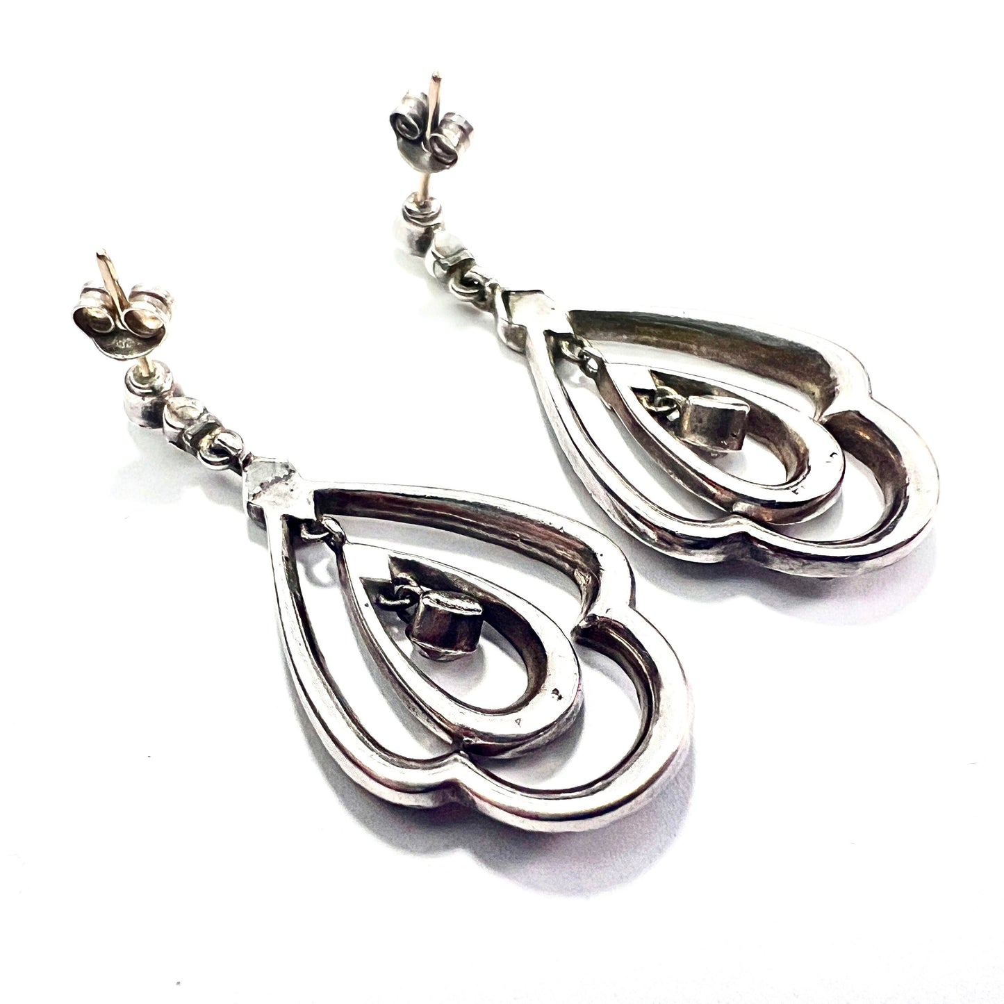 Art Deco Silver and Gold Paste Chandelier Earrings