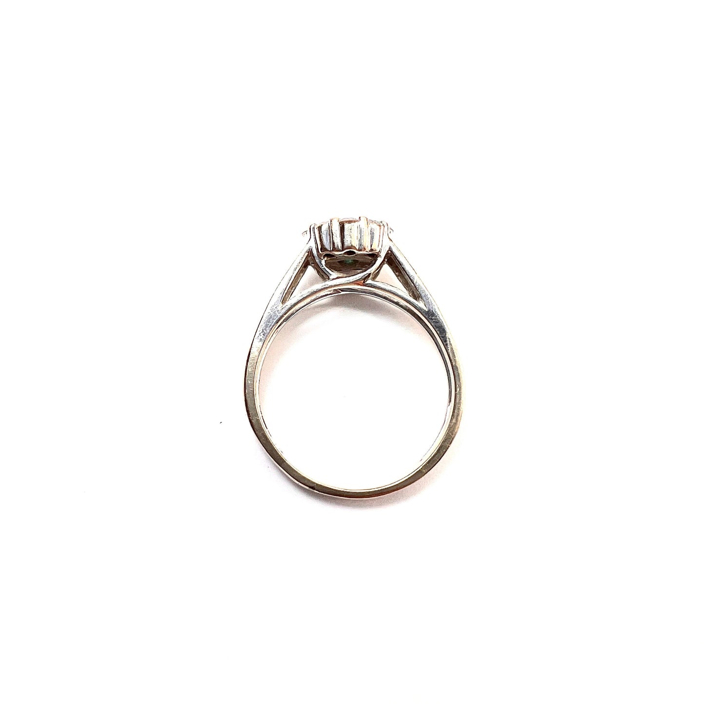 Vintage 18CT White Gold Fancy Blue and White Diamond Halo Ring