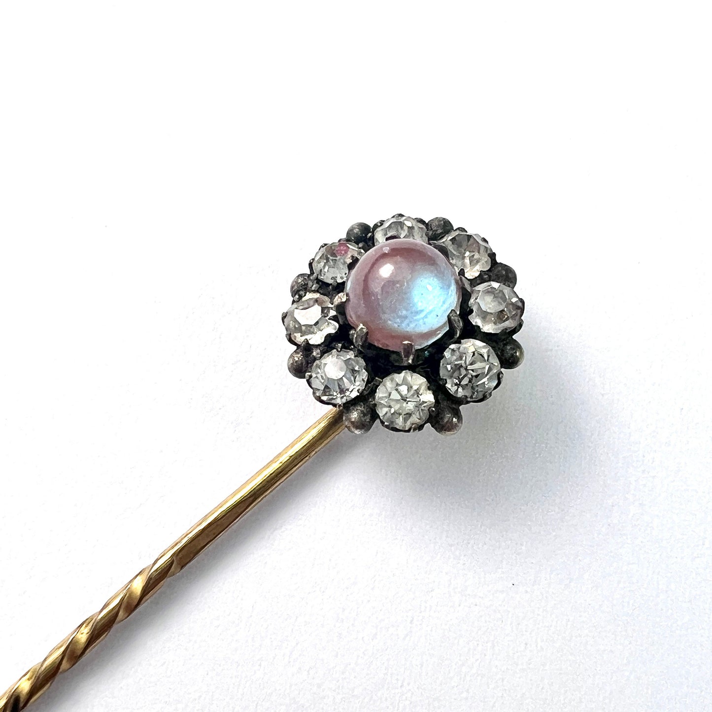 Victorian Saphiret and Foiled Paste Stick Pin