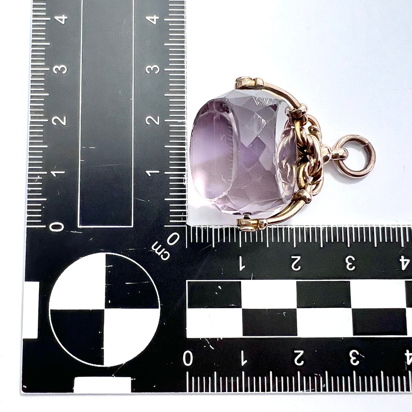 Large Edwardian Amethyst 9CT Gold Spinning Fob