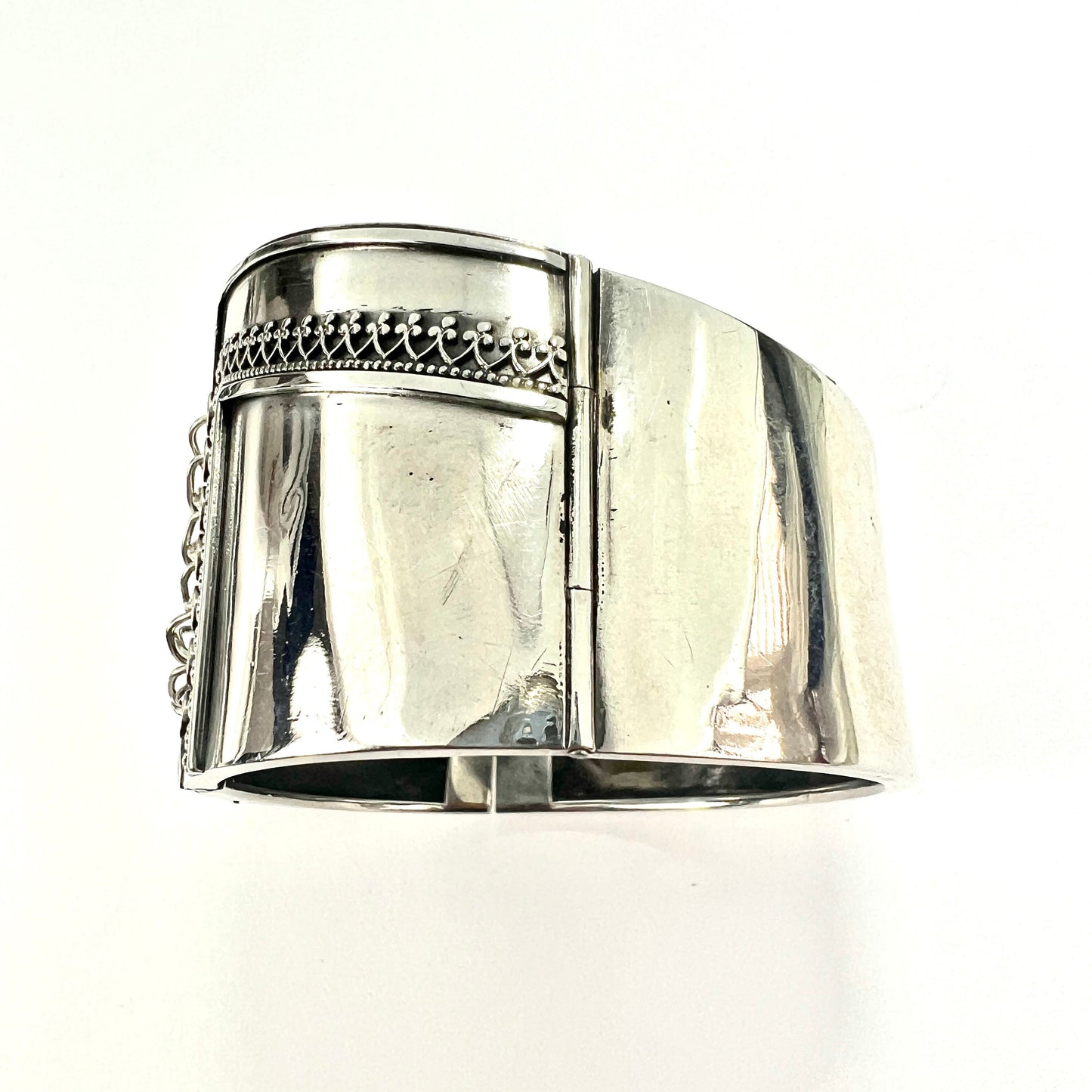 Rare Victorian Sterling Silver Corset Bangle