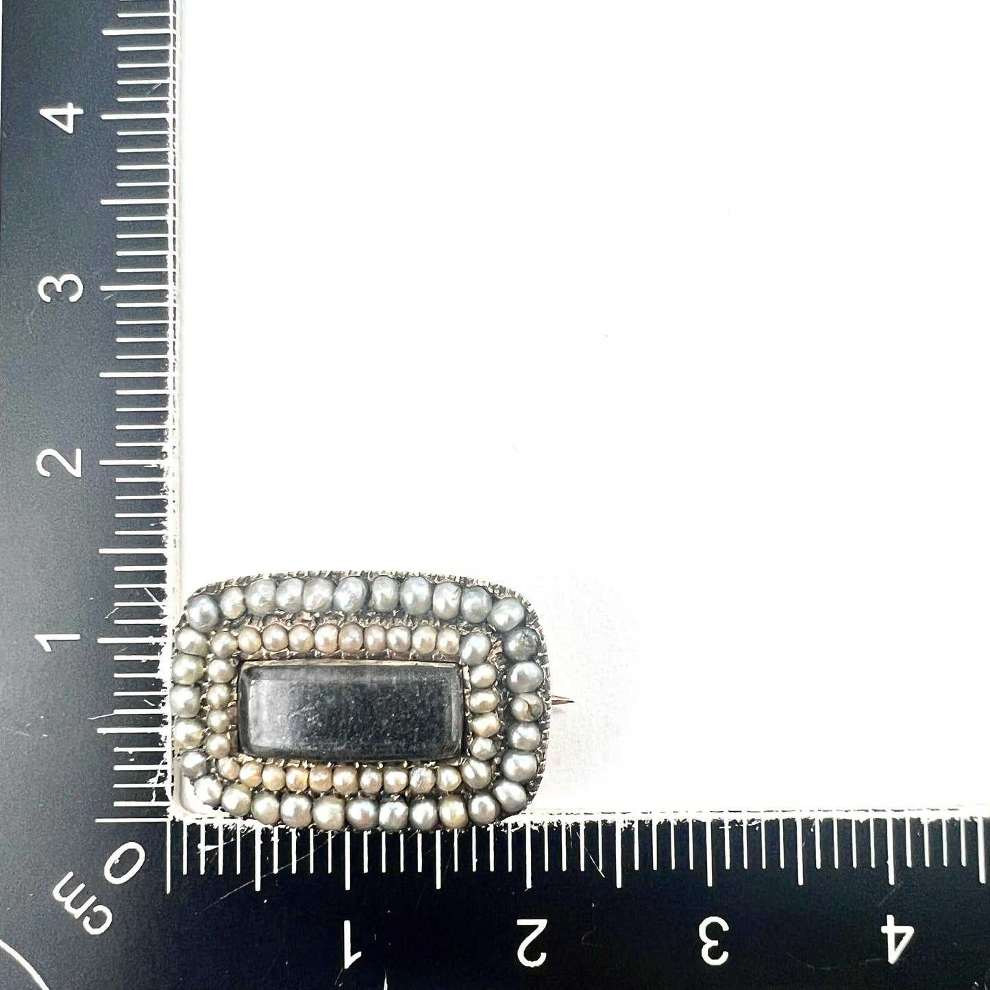 Georgian 9CT Gold Natural Pearl Hair Mourning Brooch Pendant