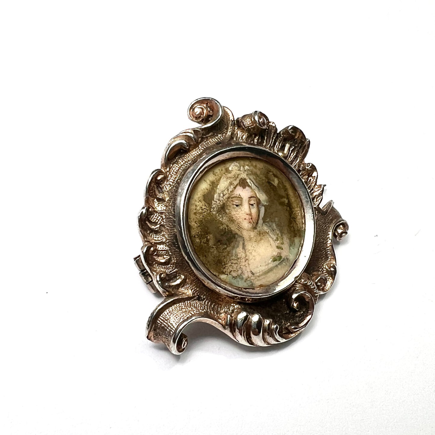 Georgian Silver Miniature Portrait Brooch