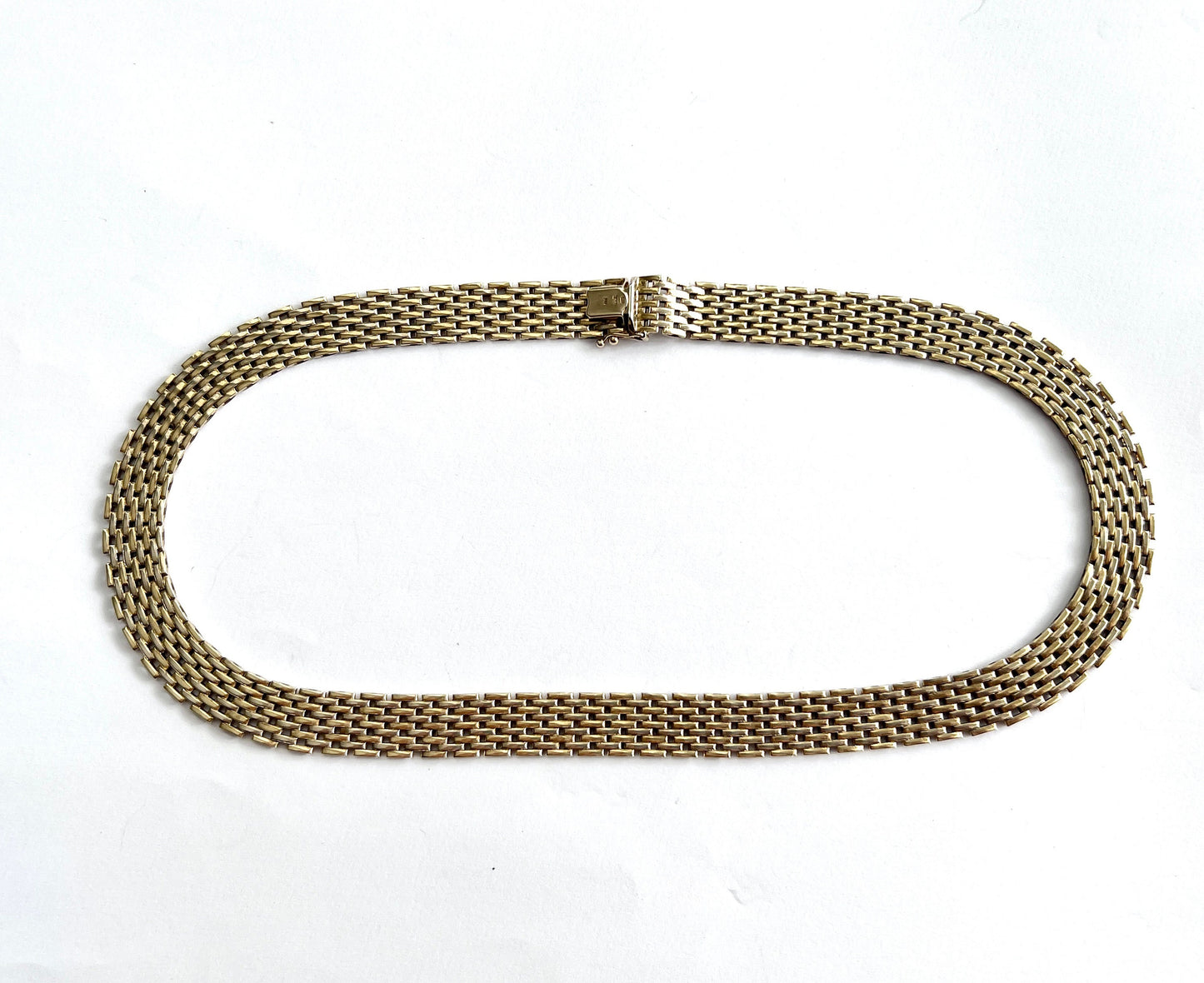 Vintage 9CT Gold Woven Panther Link Collar Necklace