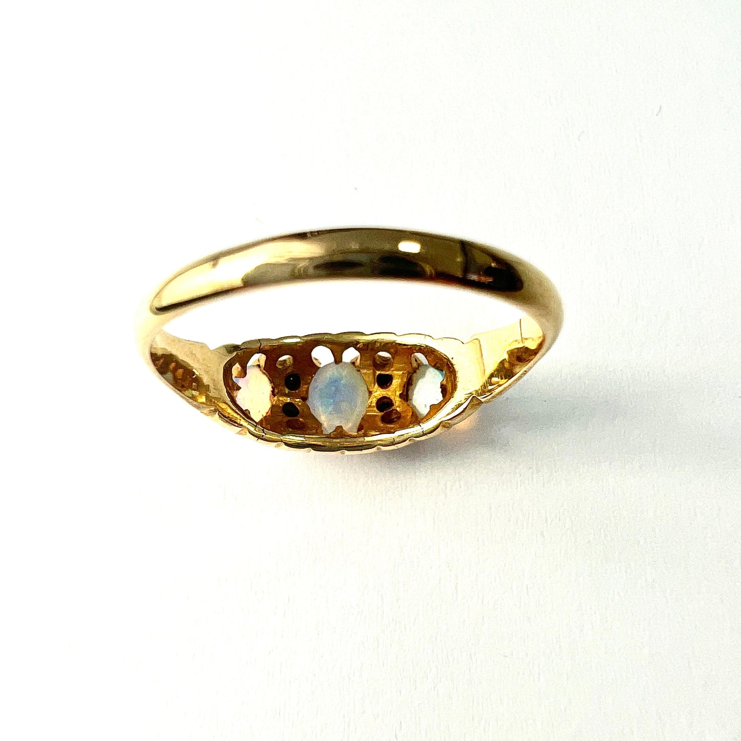 Victorian 18CT Gold Opal and Diamond Ring
