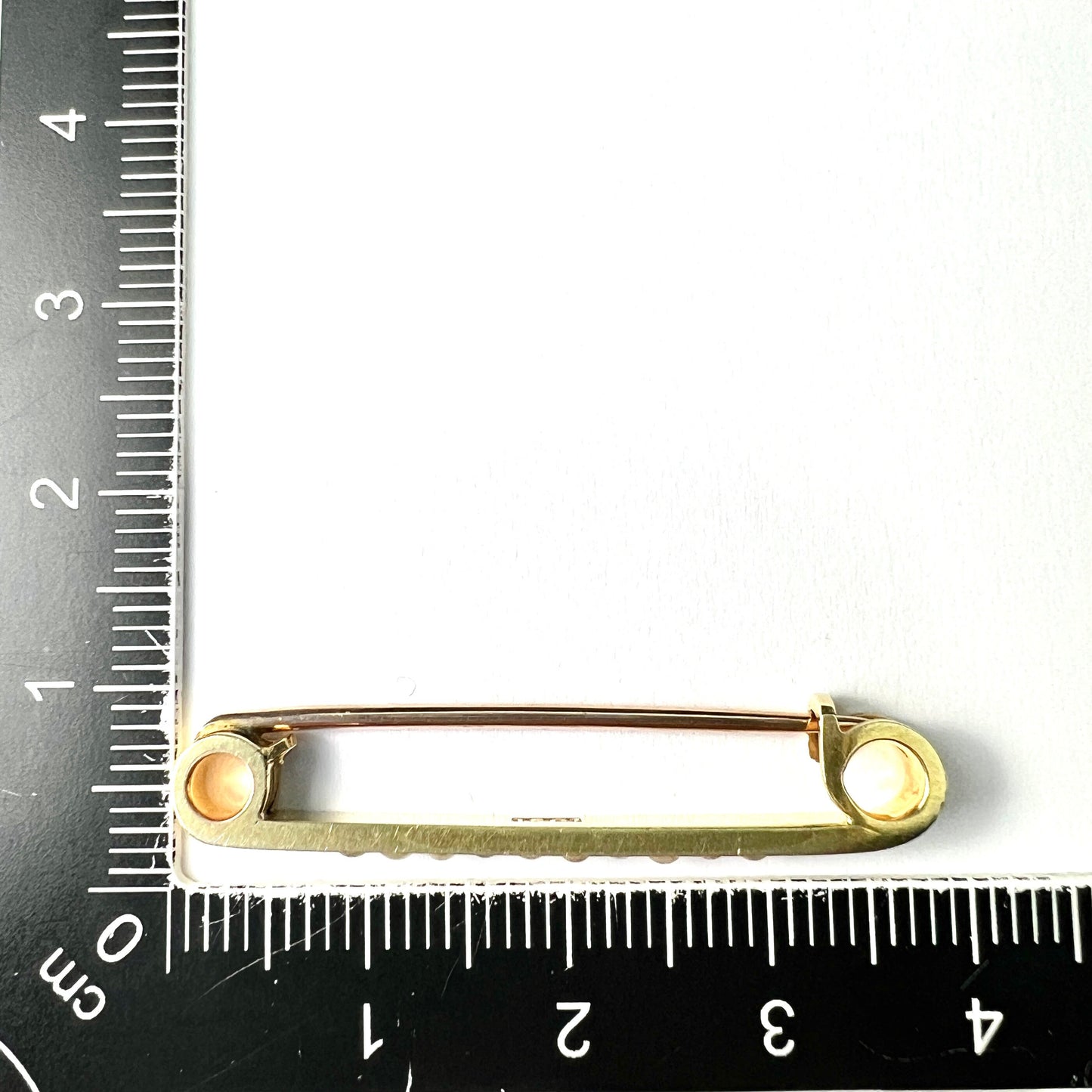 Edwardian 15CT Gold Pearl Enamel Bar Brooch