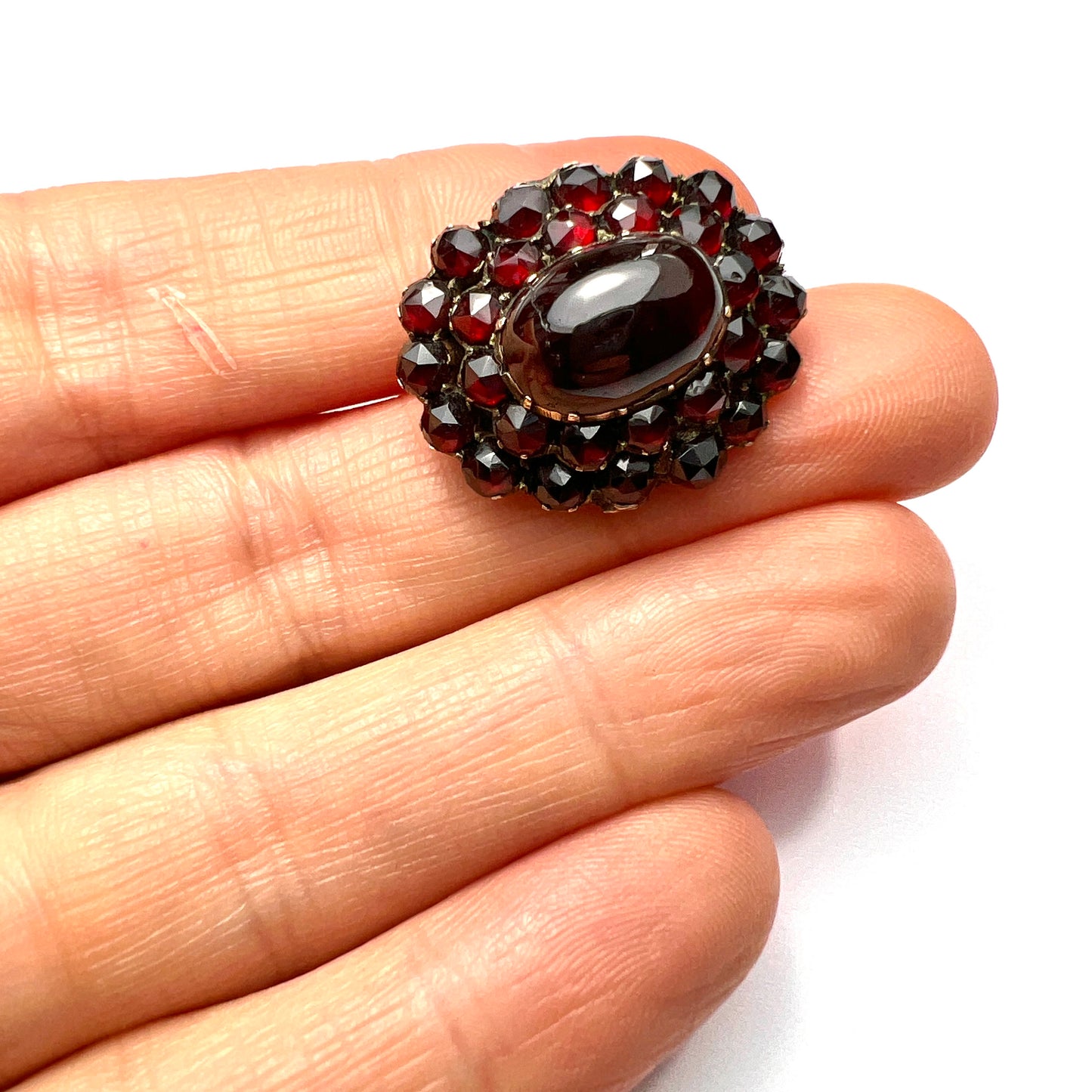Victorian Garnet Carbuncle Cluster Brooch