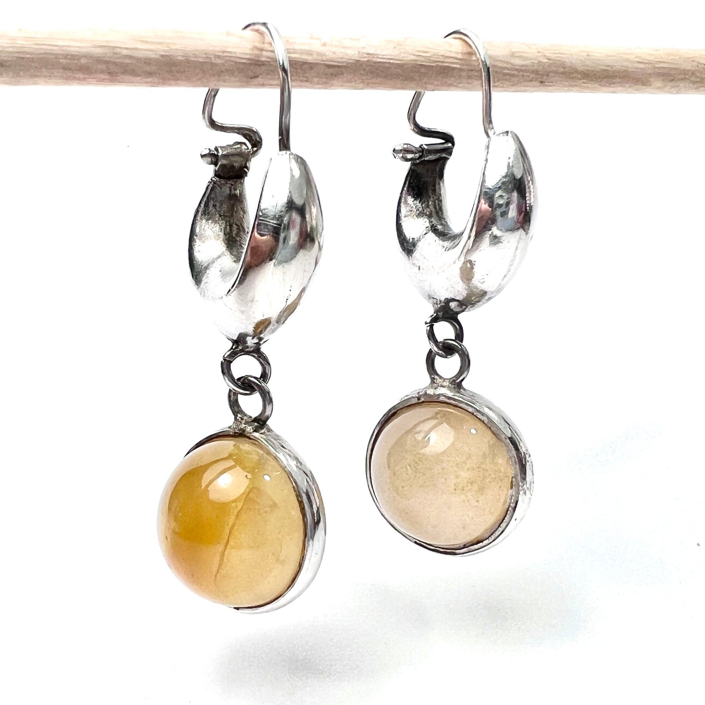 Antique Sterling Silver Quartz Sphere Earrings