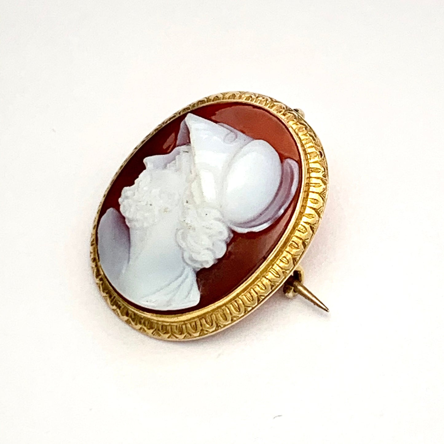Victorian 9CT Gold Ajax Warrior Cameo Brooch