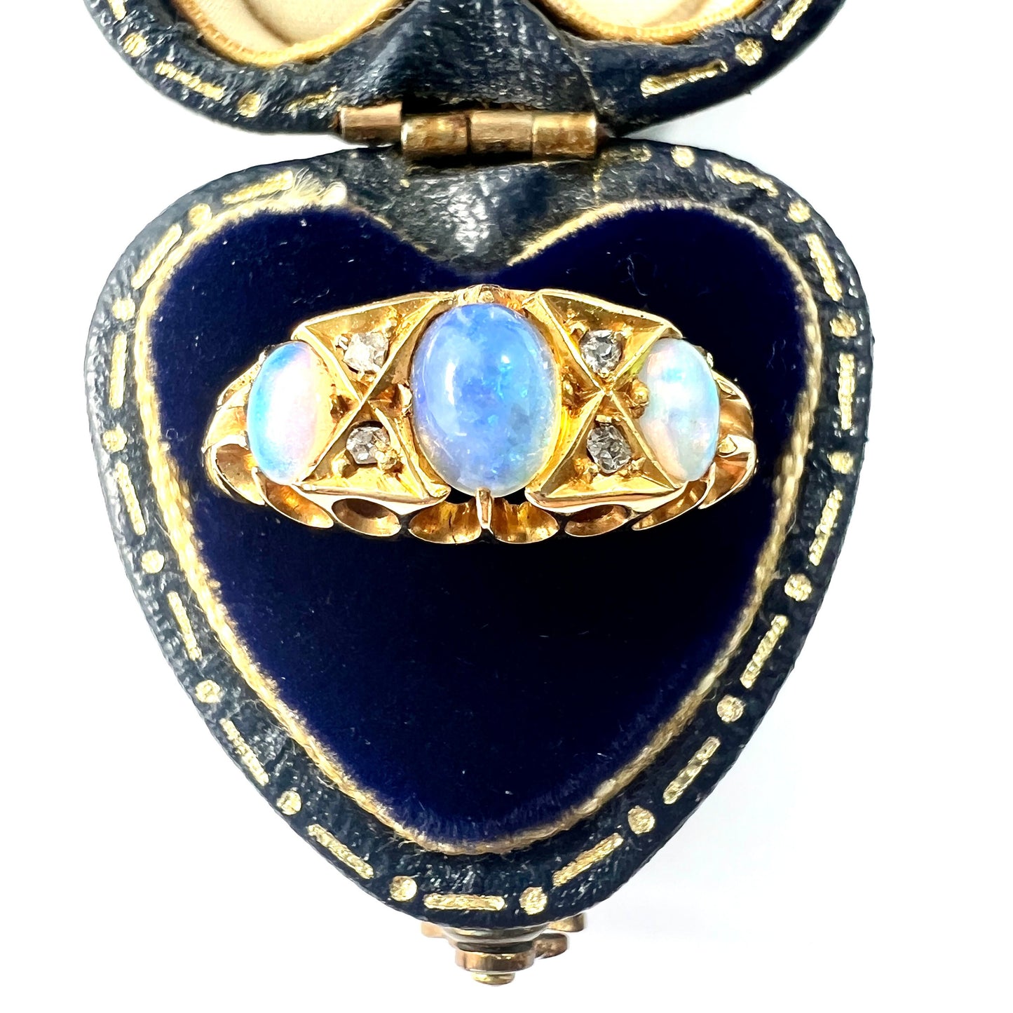 Victorian 18CT Gold Opal and Diamond Ring
