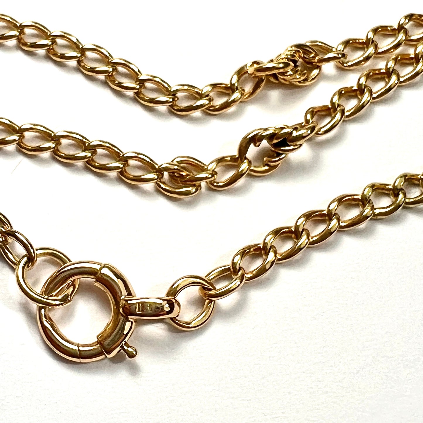 Very Long Vintage 18CT Gold Fancy Link Chain Necklace
