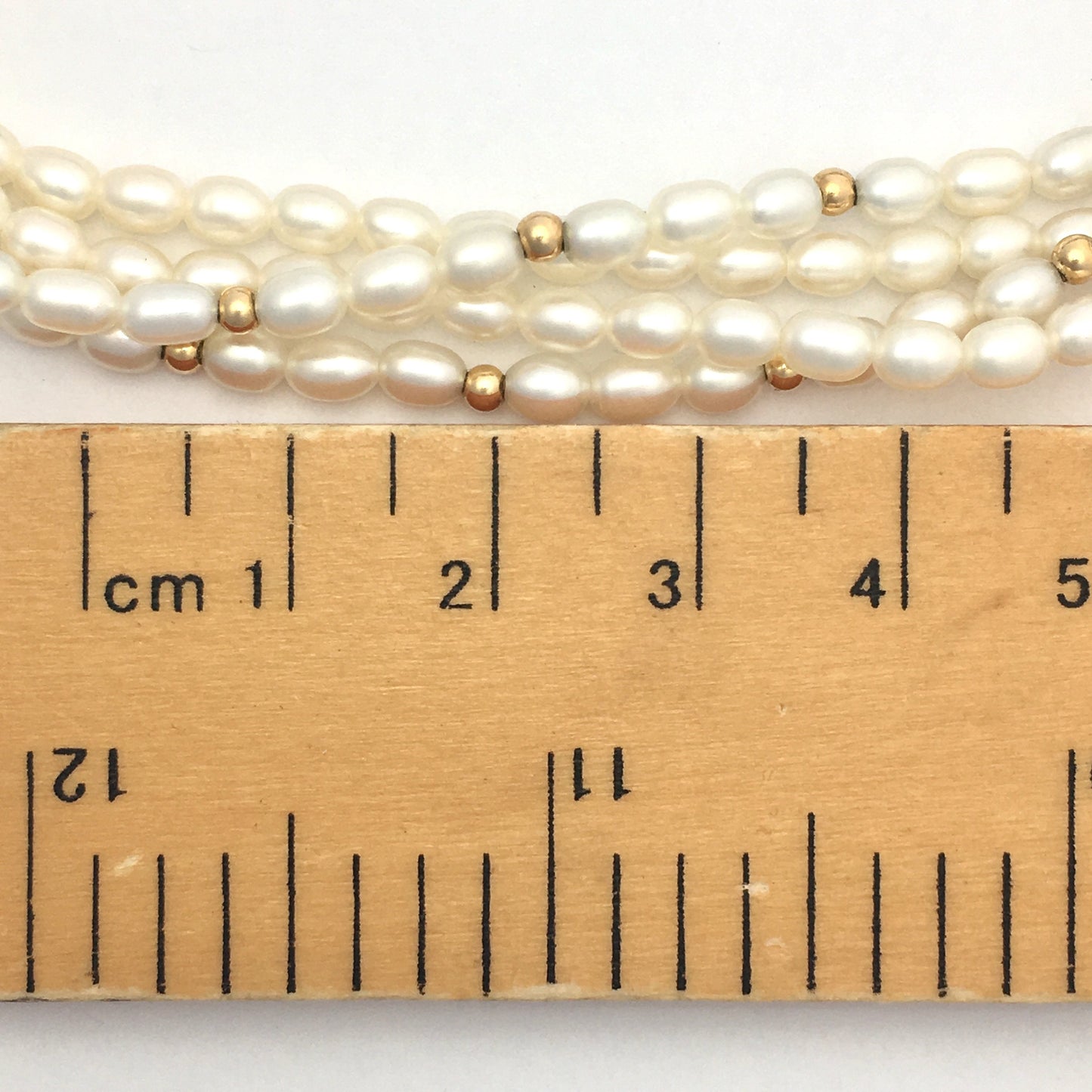 Vintage 9CT Gold Four Strand River Seed Pearl Bracelet Wedding Bridal