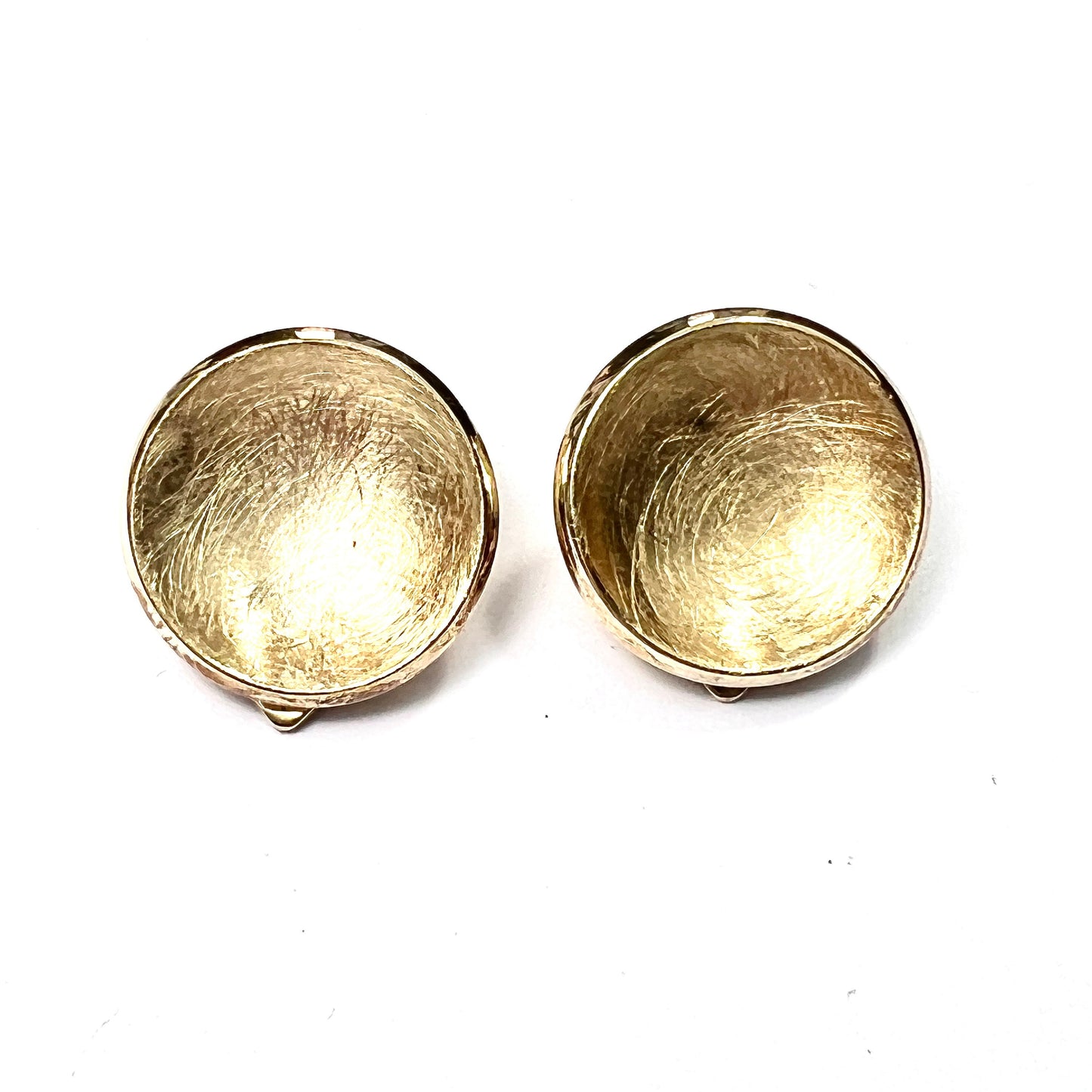 Vintage Round Matt Gold on Silver Ear Clips