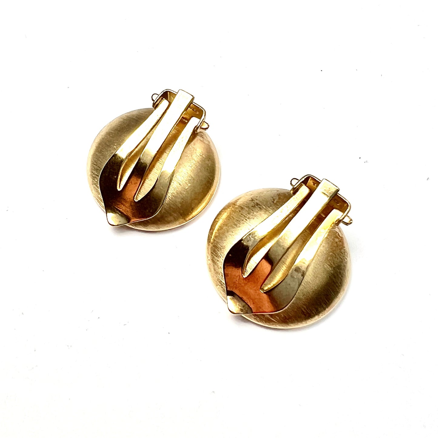 Vintage Round Matt Gold on Silver Ear Clips