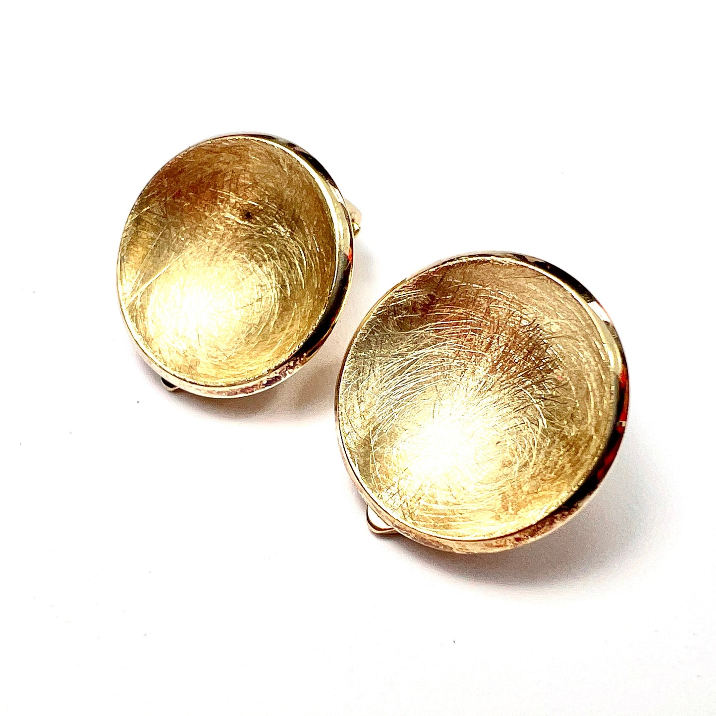 Vintage Round Matt Gold on Silver Ear Clips