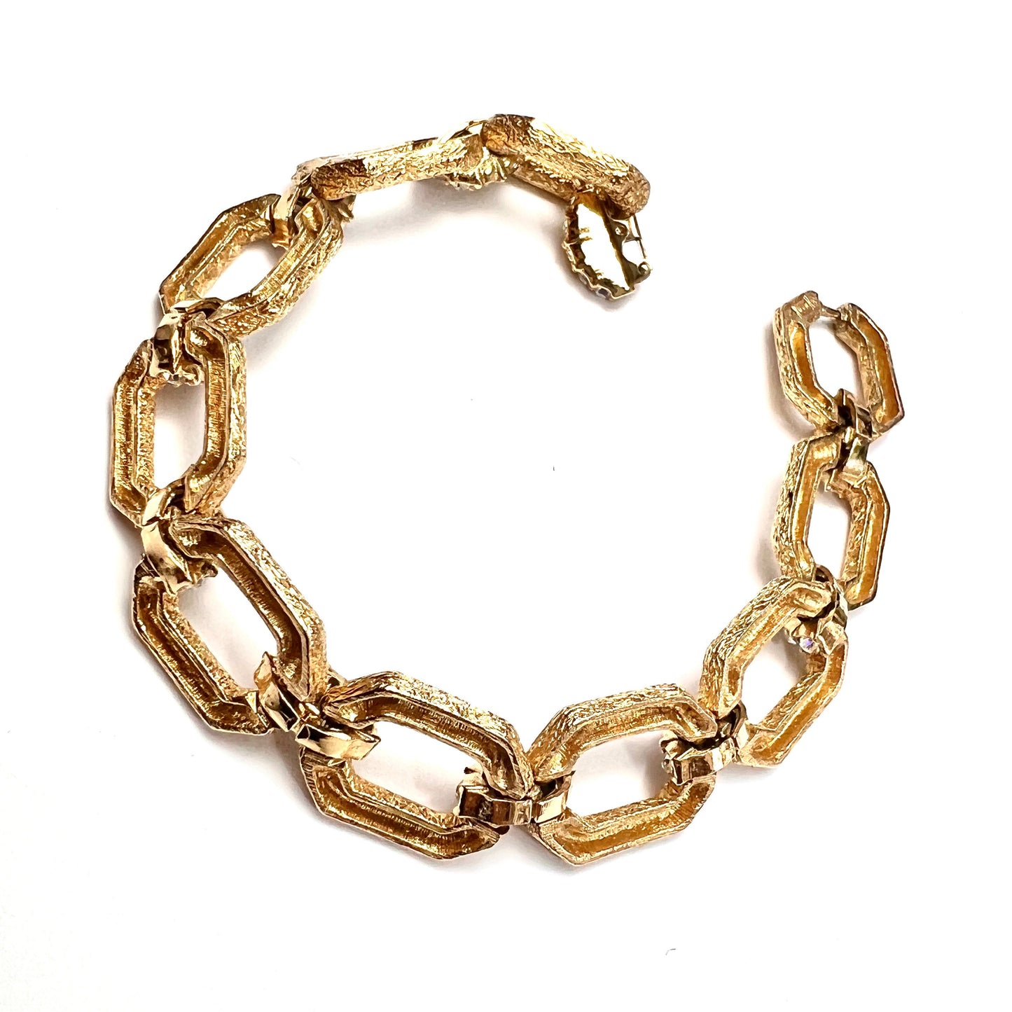 Vintage Attwood & Sawyer Gold Plated Swarovski Crystal Link Bracelet