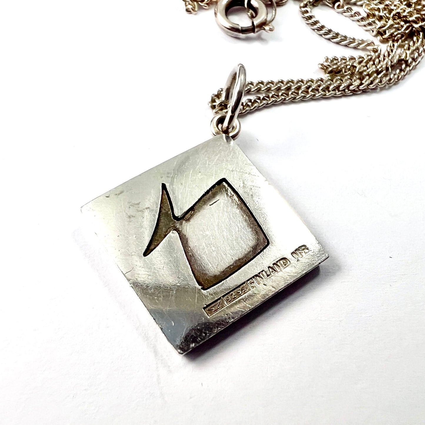 Vintage Kupittaan Kulta Rose Gold Sterling Silver Fish Necklace • Finnish Modernist Pendant