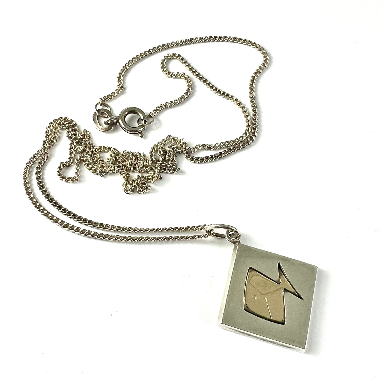 Vintage Kupittaan Kulta Rose Gold Sterling Silver Fish Necklace • Finnish Modernist Pendant