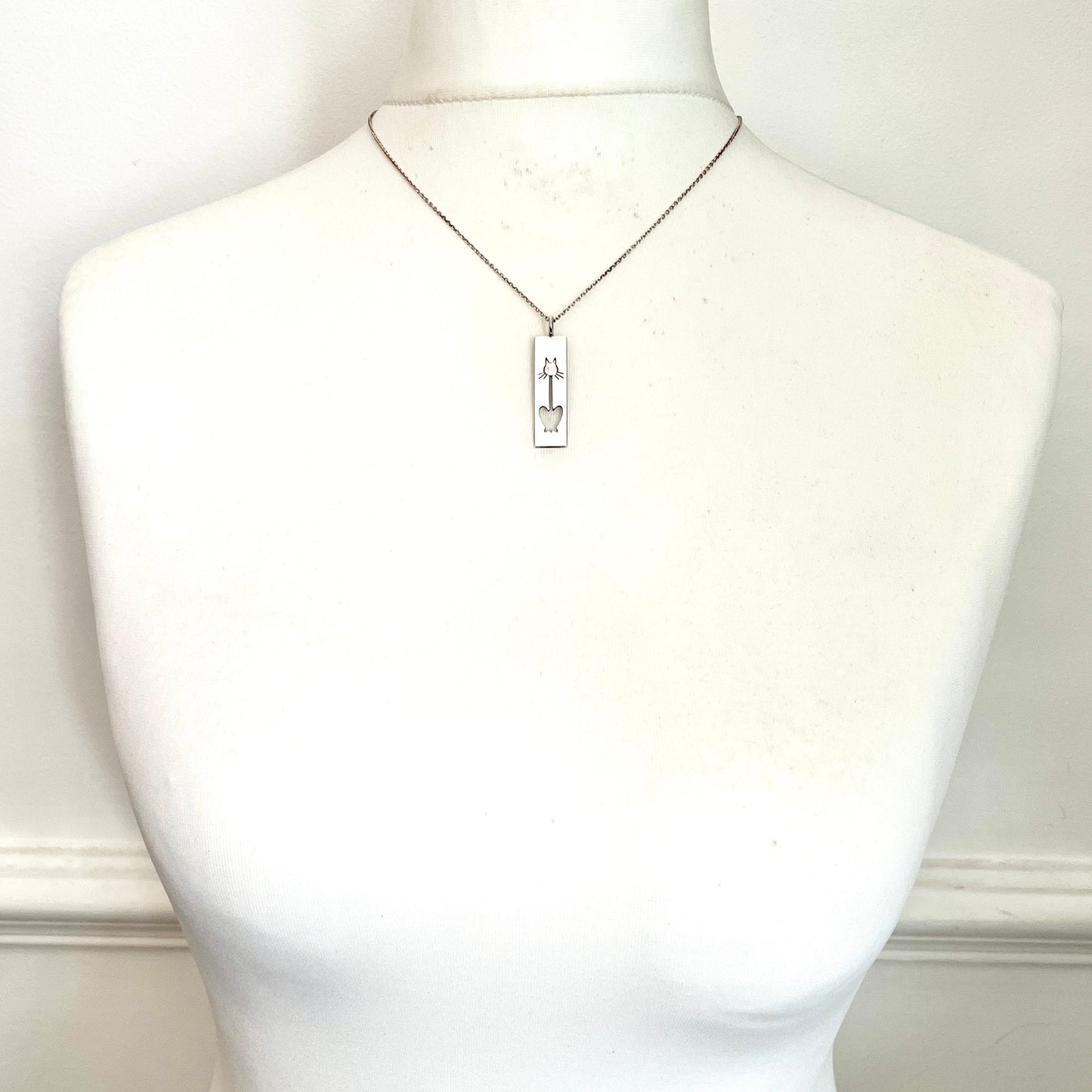 Vintage Kupittaan Kulta Rose Gold Sterling Silver Cat Necklace • Finnish Modernist Pendant