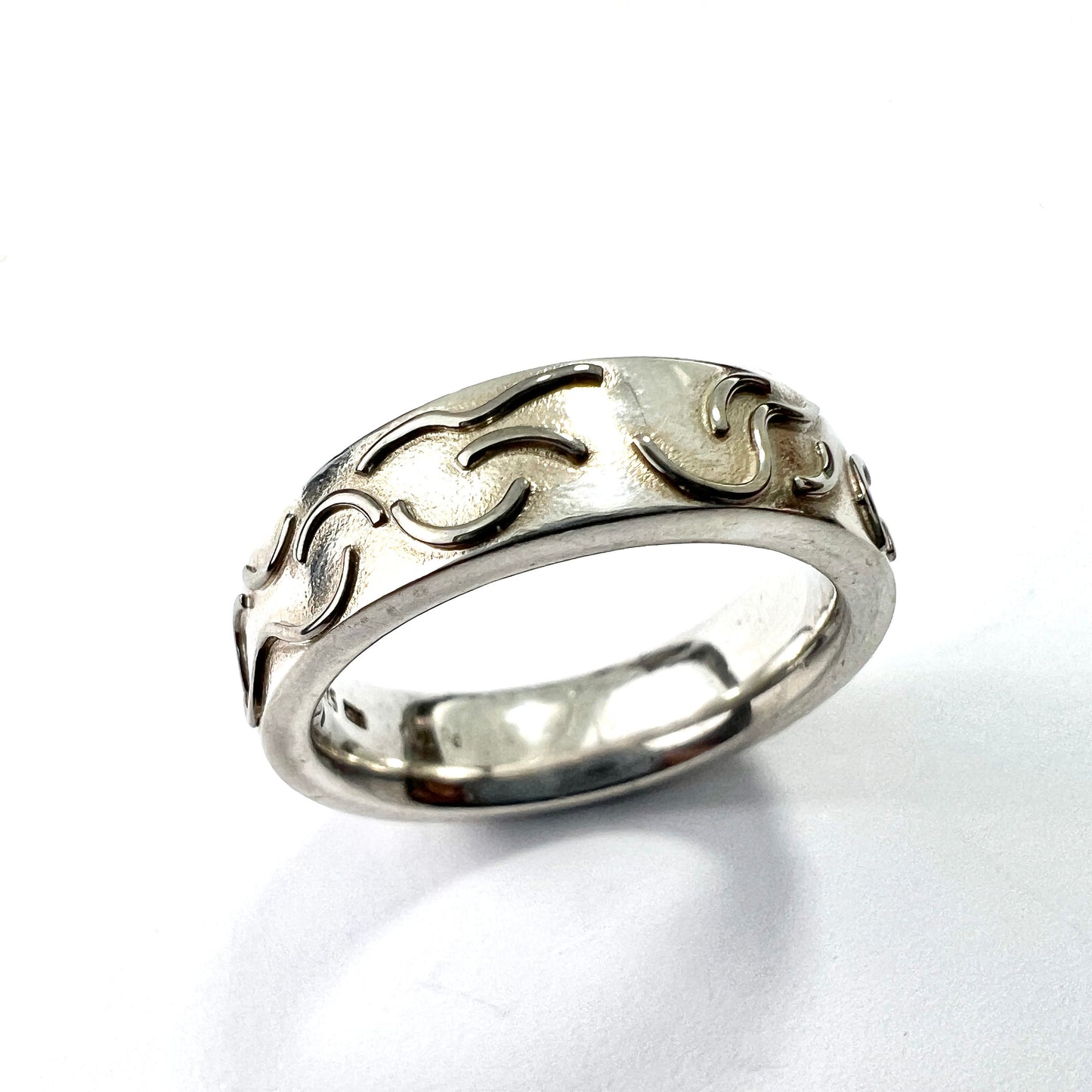 Heavy Silver and Palladium Wave Ring • Wide Wedding Band