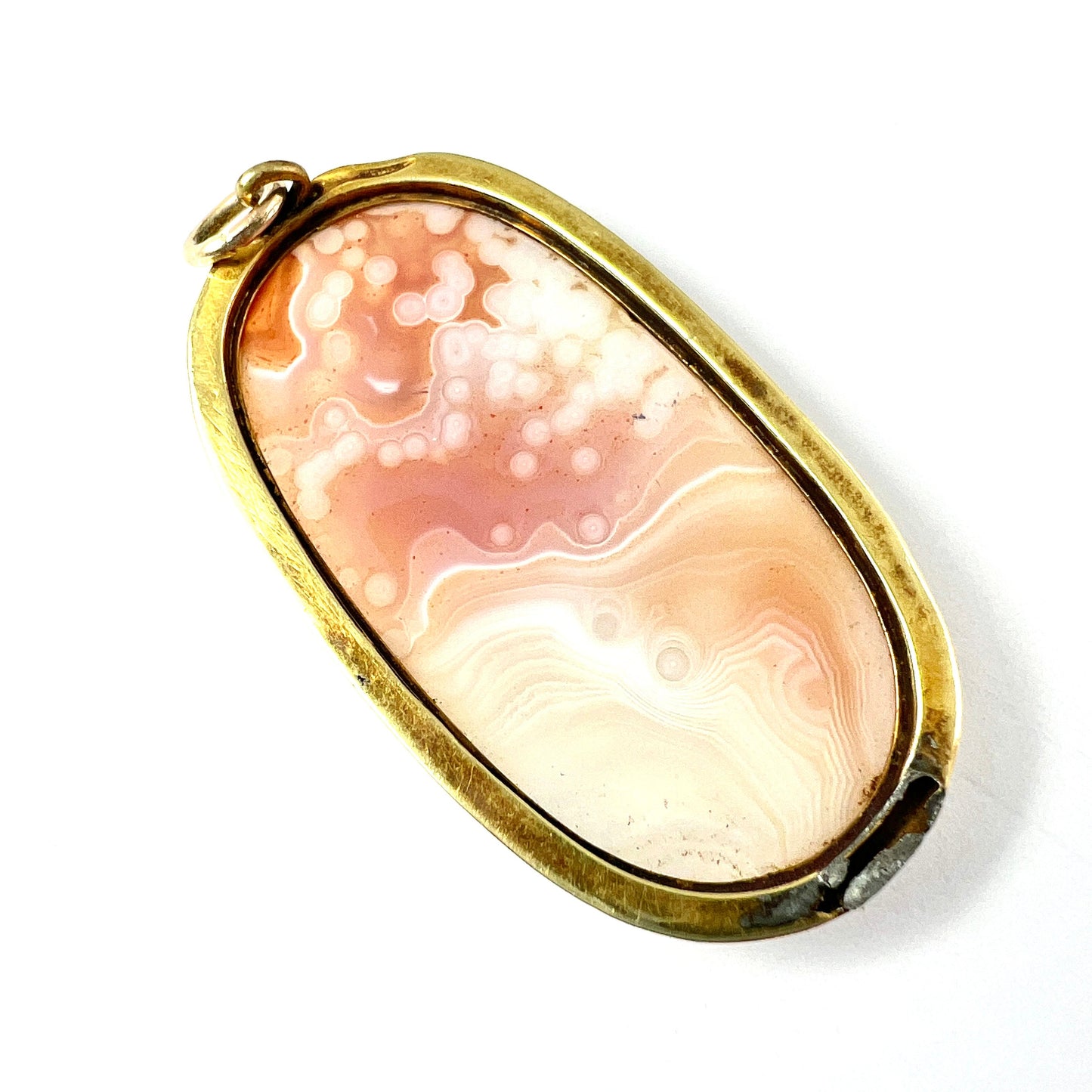 Antique Victorian 15CT Gold Agate Pendant
