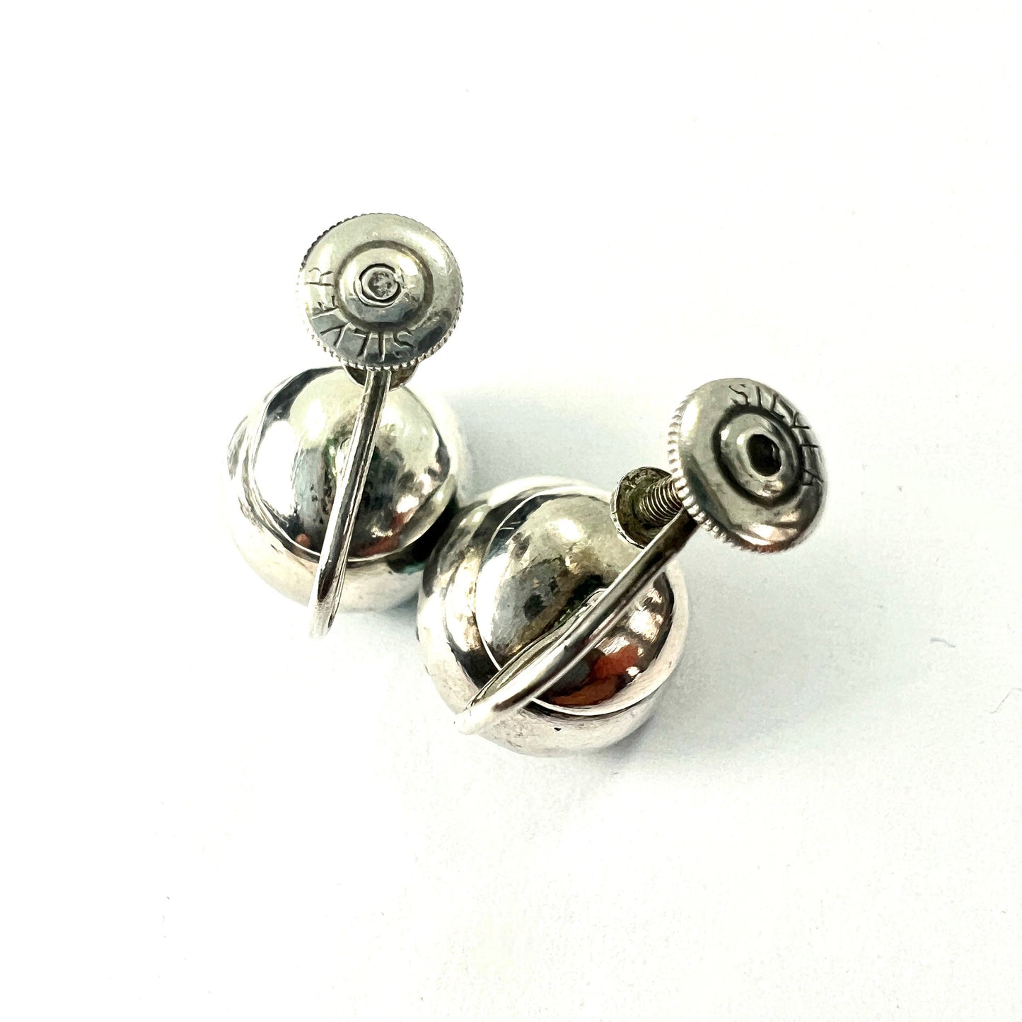 Vintage Turquoise Mosaic Sterling Silver Screw Back Earrings