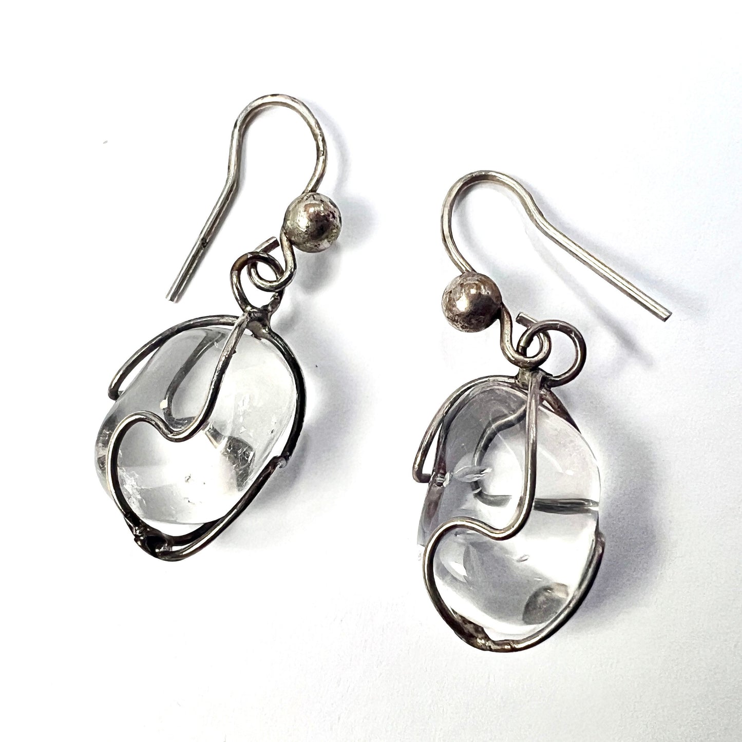 Vintage Caged Crystal Quartz Necklace and Earrings