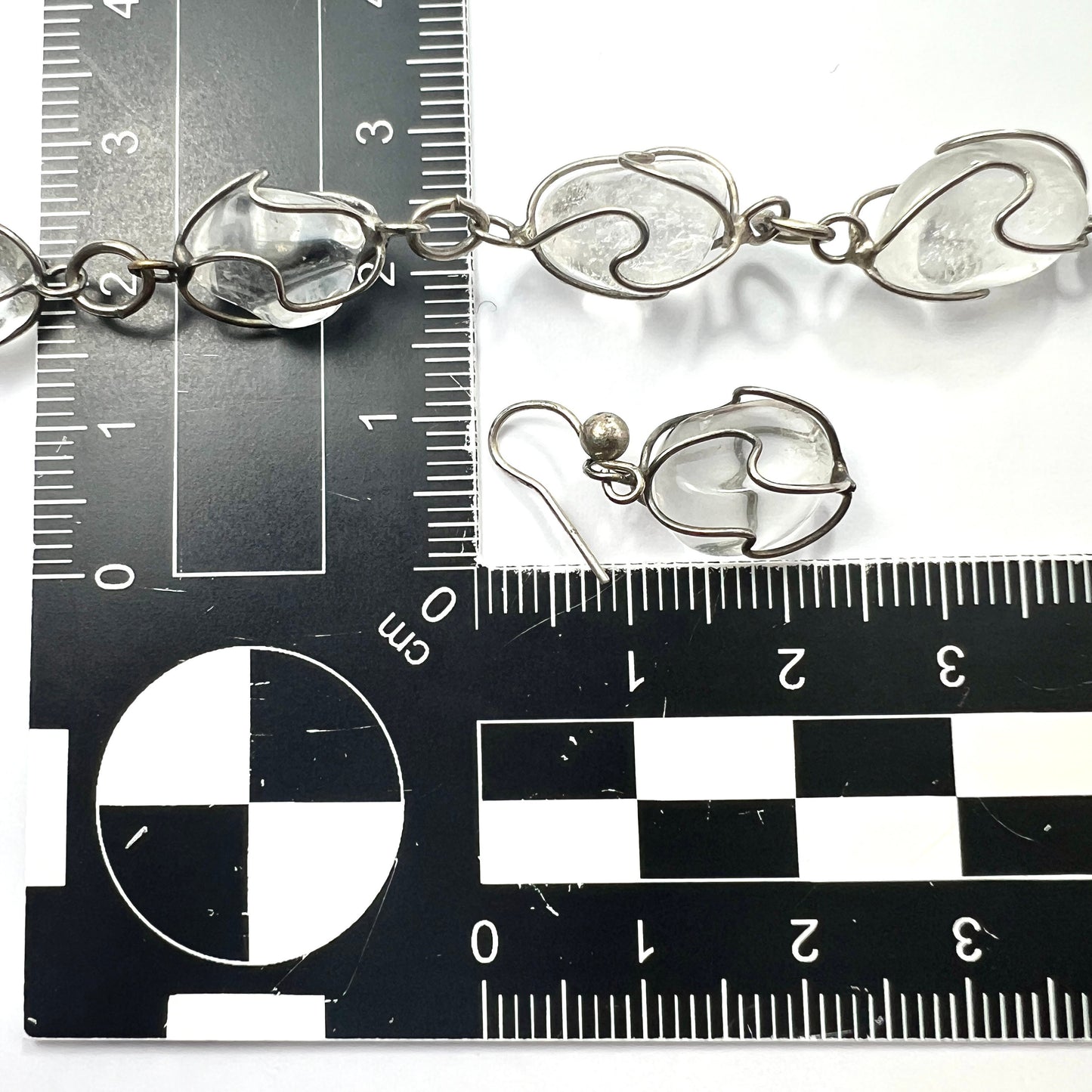 Vintage Caged Crystal Quartz Necklace and Earrings