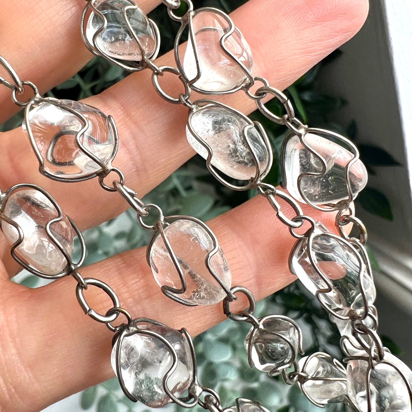 Vintage Caged Crystal Quartz Necklace and Earrings