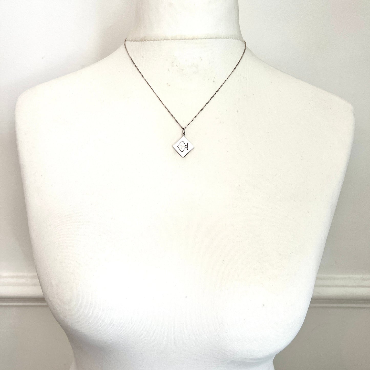 Vintage Kupittaan Kulta Rose Gold Sterling Silver Fish Necklace • Finnish Modernist Pendant