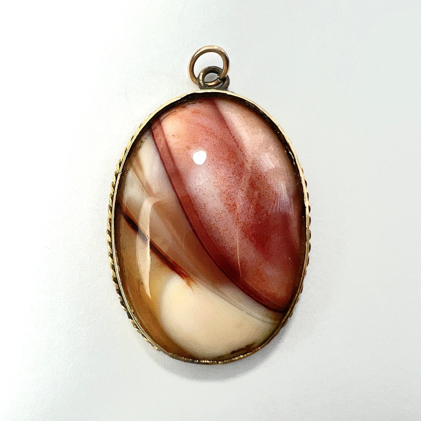 Antique Victorian 9CT Gold Hardstone Pendant