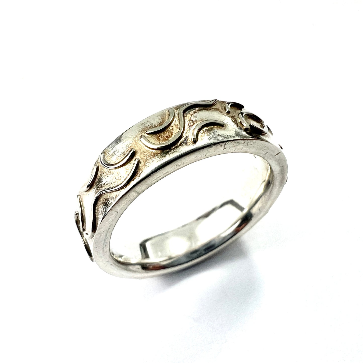 Heavy Silver and Palladium Wave Ring • Wide Wedding Band