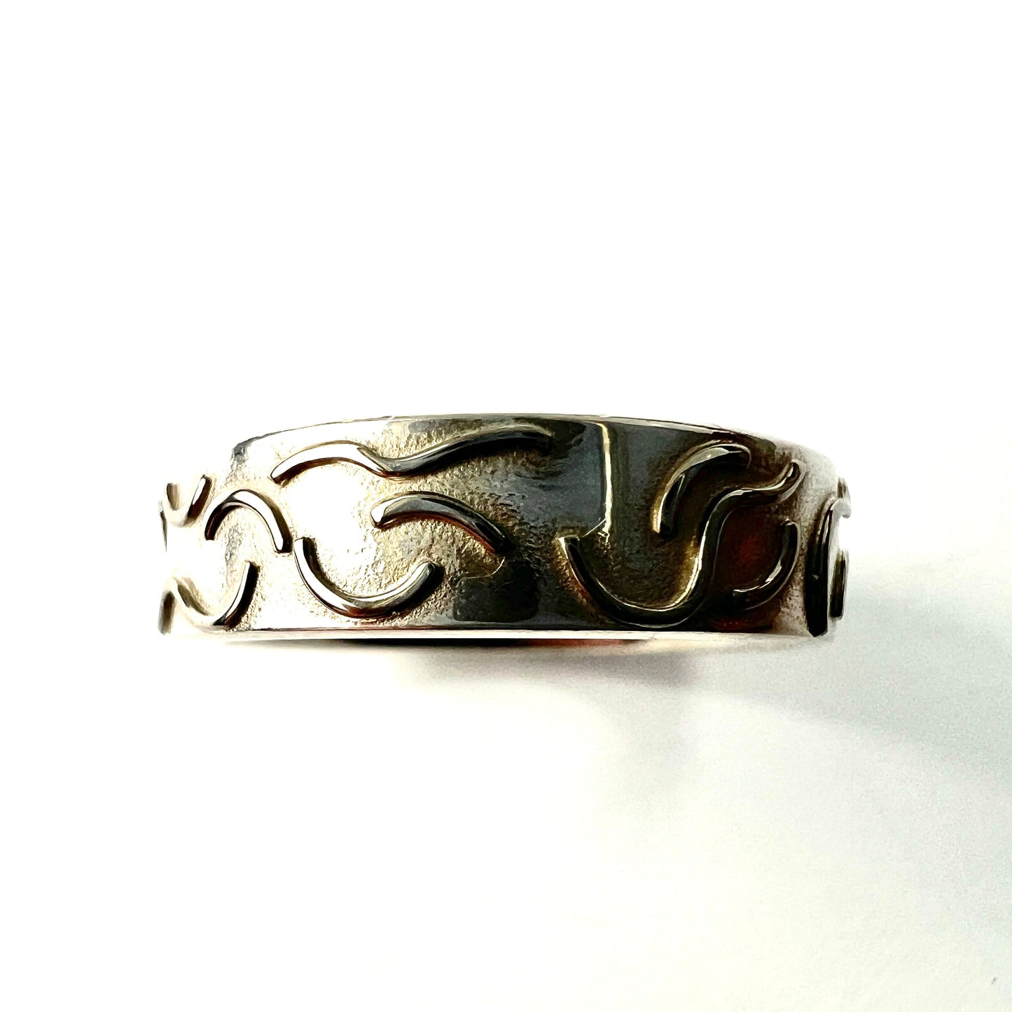 Heavy Silver and Palladium Wave Ring • Wide Wedding Band
