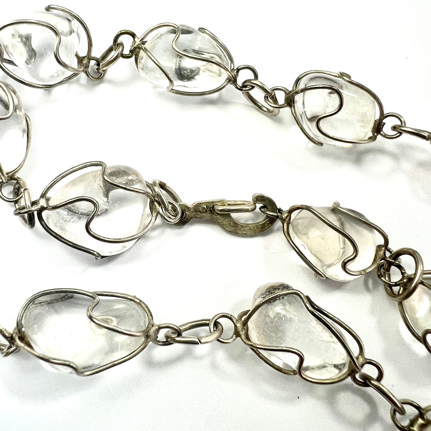 Vintage Caged Crystal Quartz Necklace and Earrings