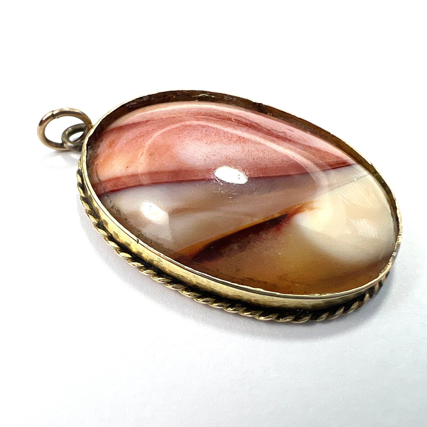 Antique Victorian 9CT Gold Hardstone Pendant