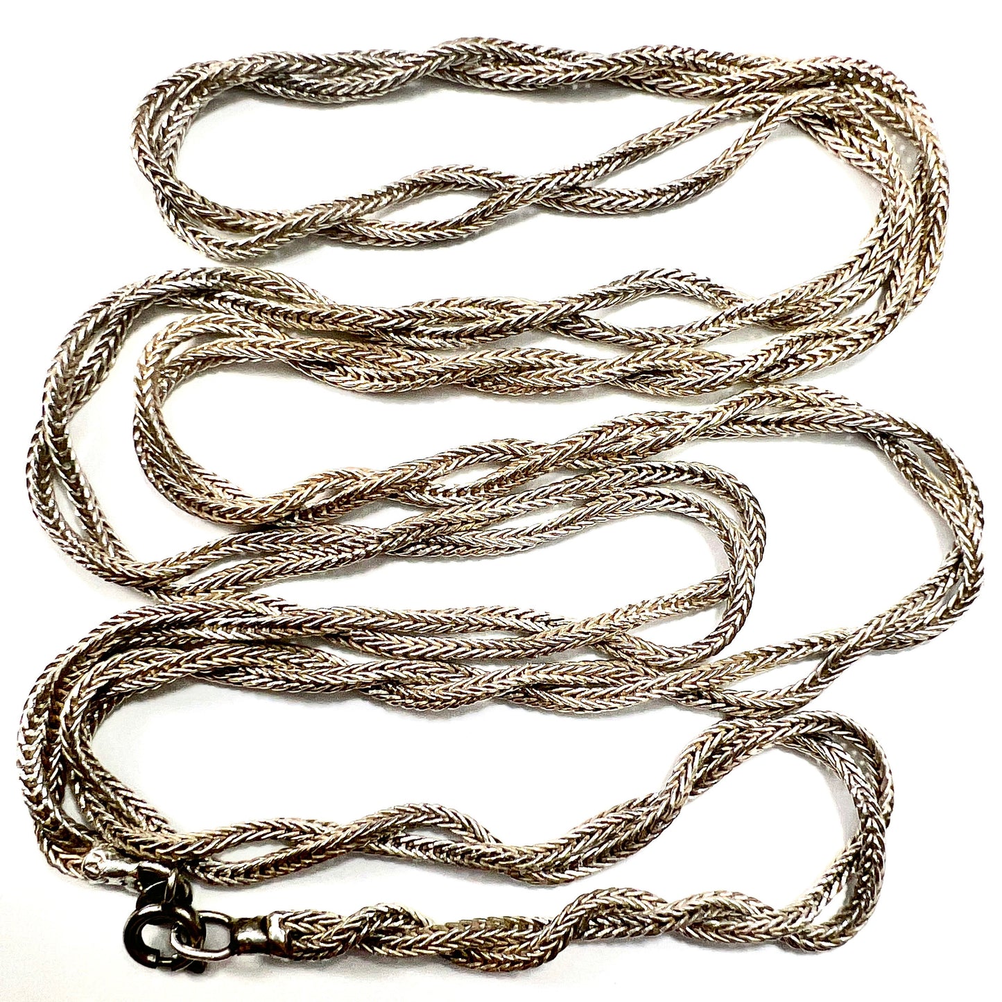 Vintage Sterling Silver Dragon Bone Bali Foxtail Snake Chain Necklace