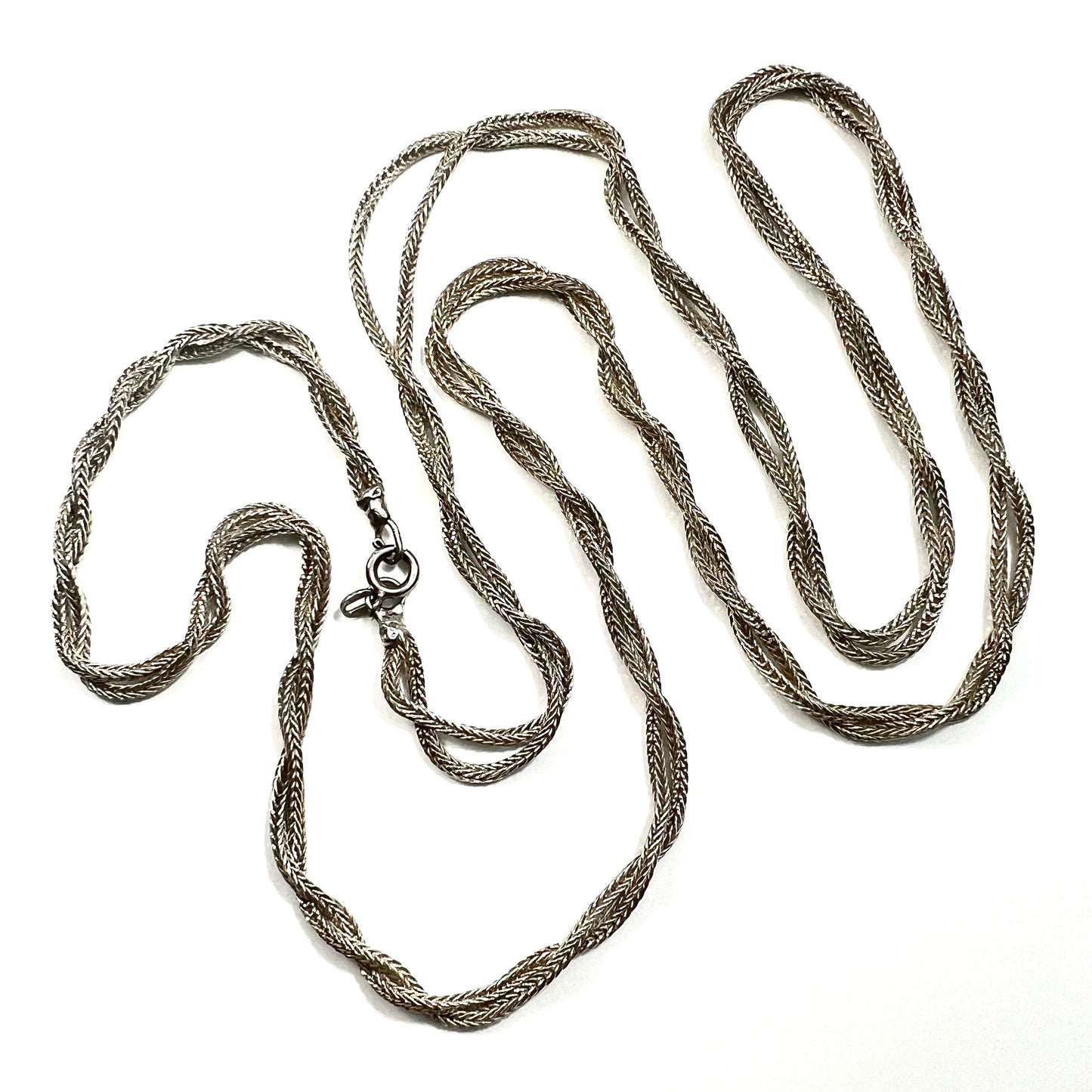 Vintage Sterling Silver Dragon Bone Bali Foxtail Snake Chain Necklace