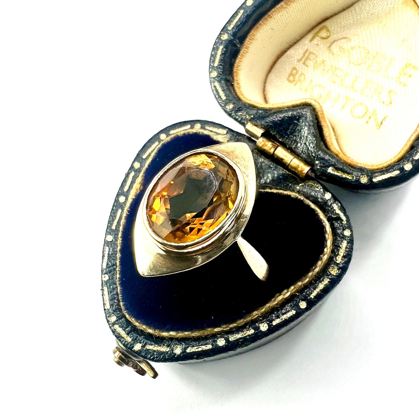 Vintage 9CT Gold Citrine Navette Ring