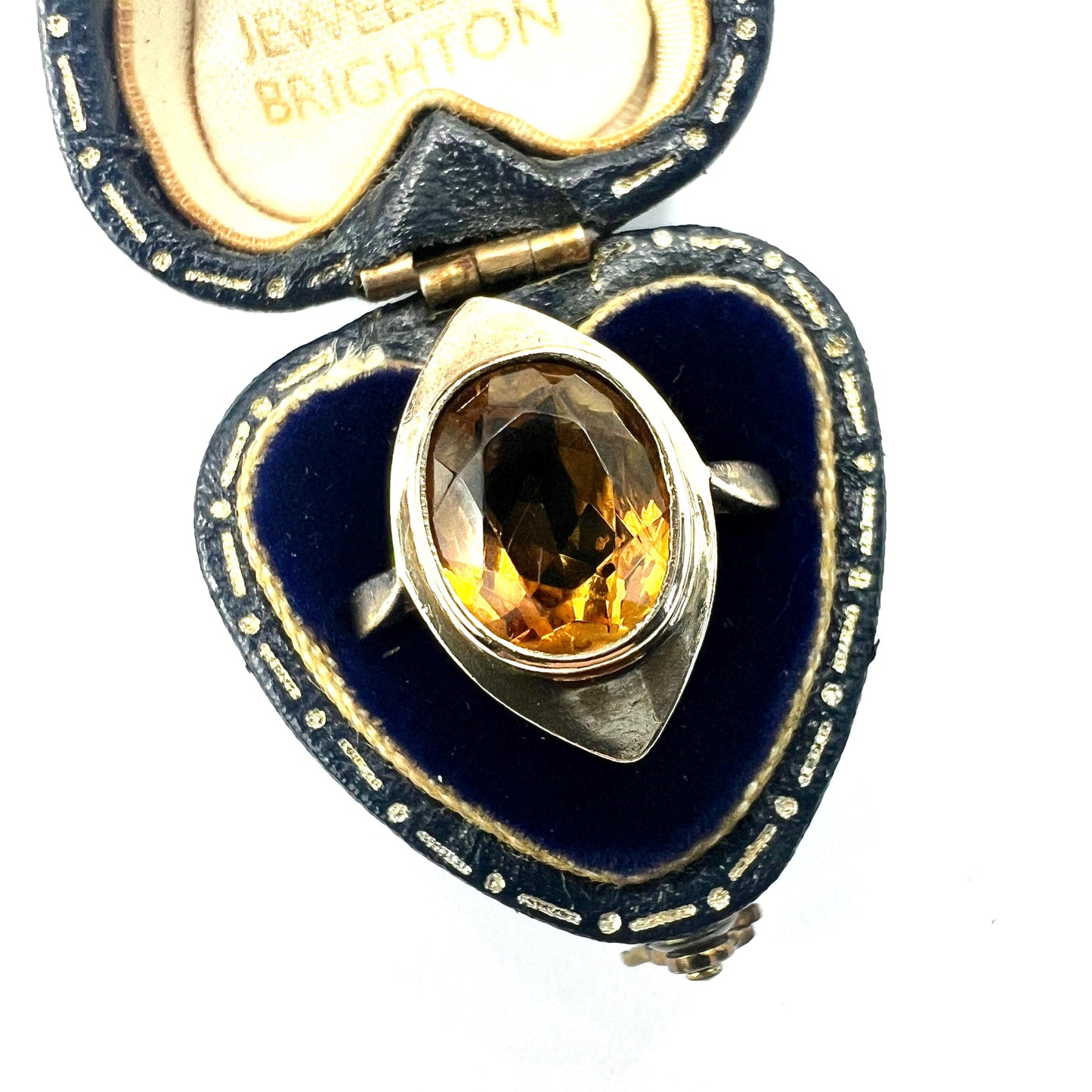 Vintage 9CT Gold Citrine Navette Ring