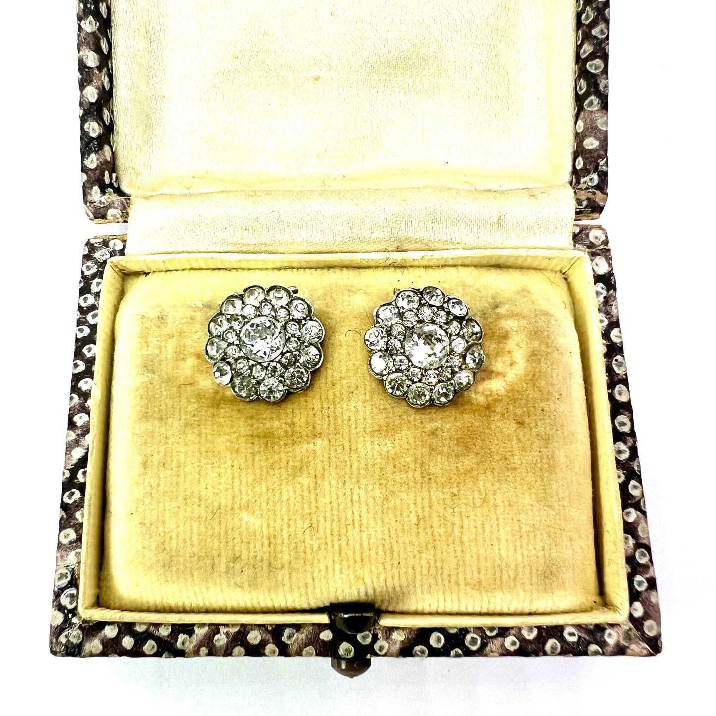 Original Boxed Vintage Ciro Diamante Rhinestone Paste Ear Clip Earrings