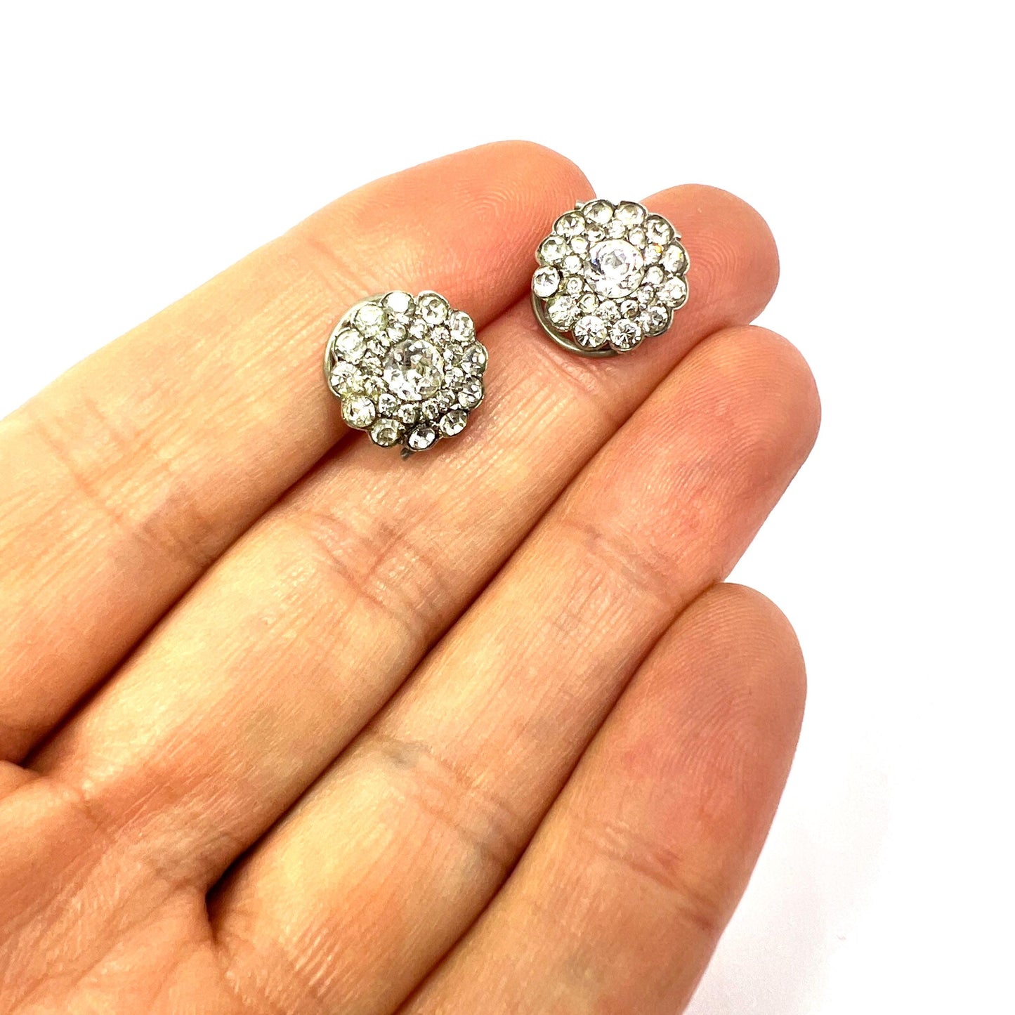 Original Boxed Vintage Ciro Diamante Rhinestone Paste Ear Clip Earrings