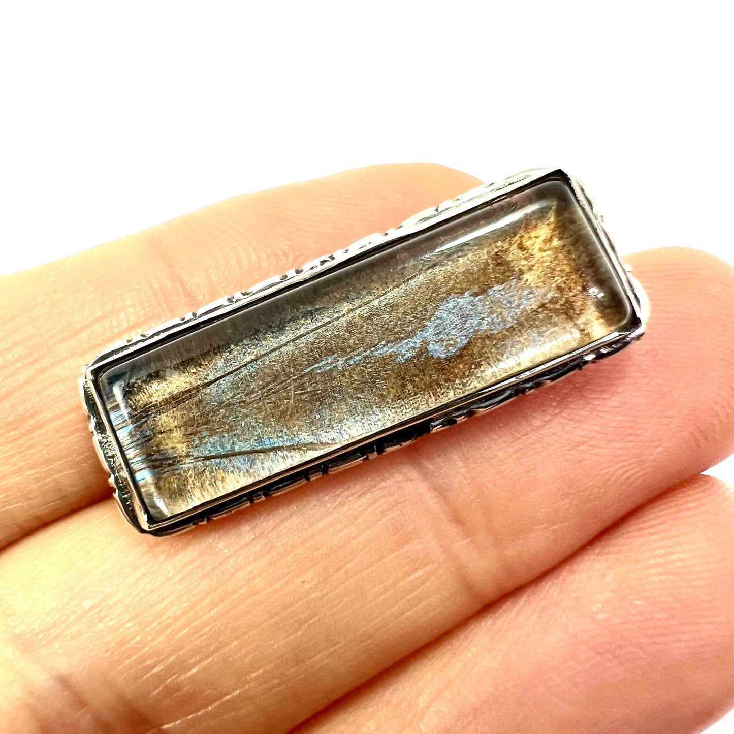Vintage Art Deco Sterling Silver Real Butterfly Wing Brooch
