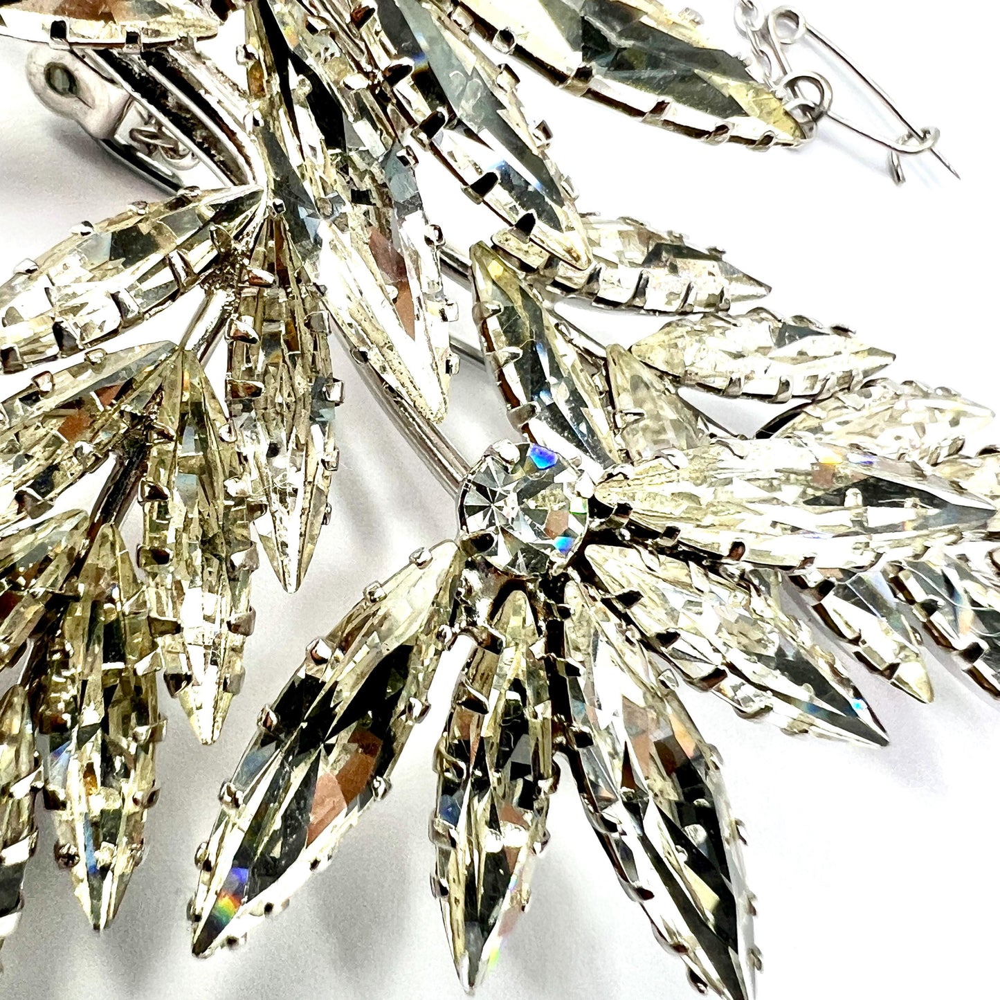 Huge Vintage Rhinestone Diamante Paste Marquise Faux Diamond Brooch