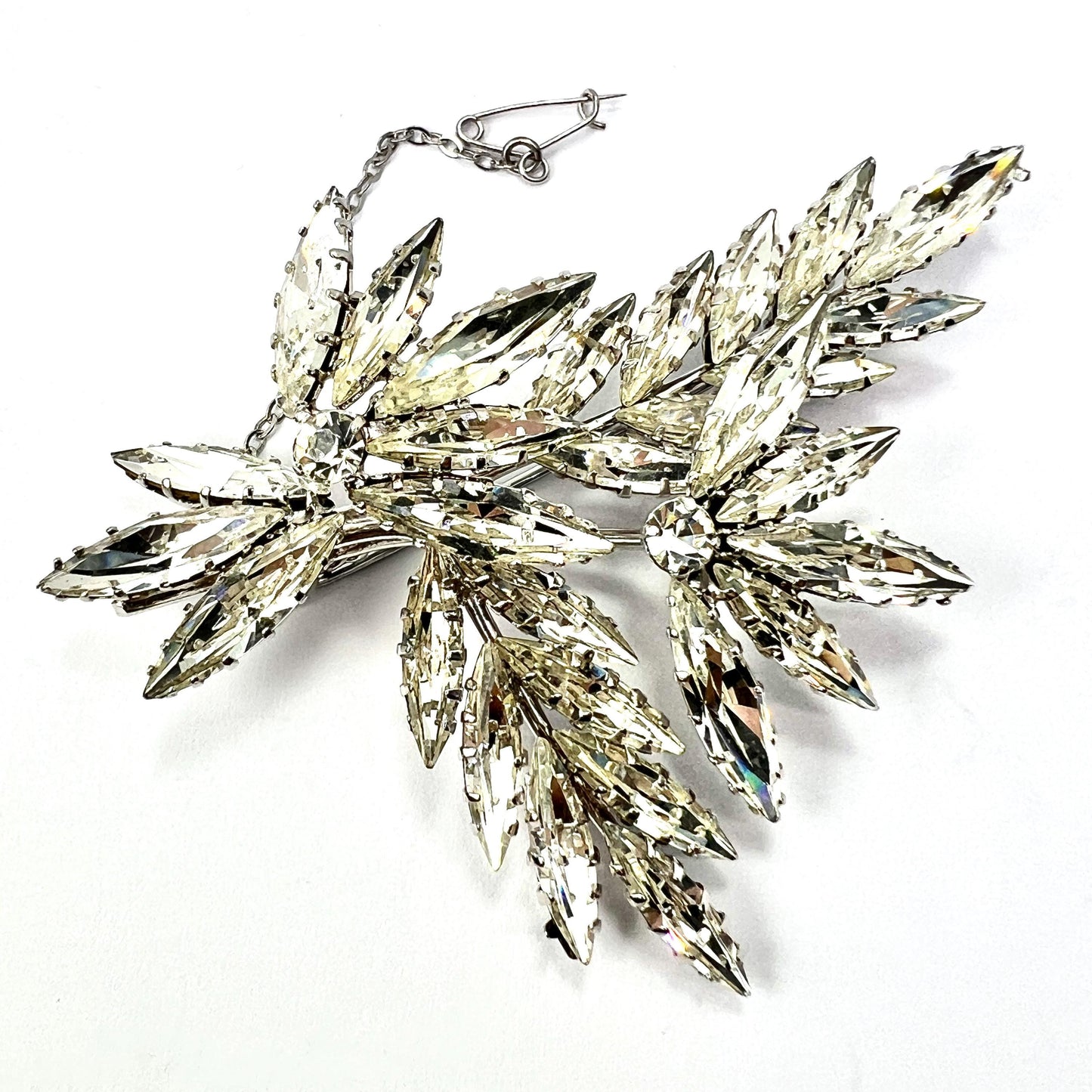 Huge Vintage Rhinestone Diamante Paste Marquise Faux Diamond Brooch
