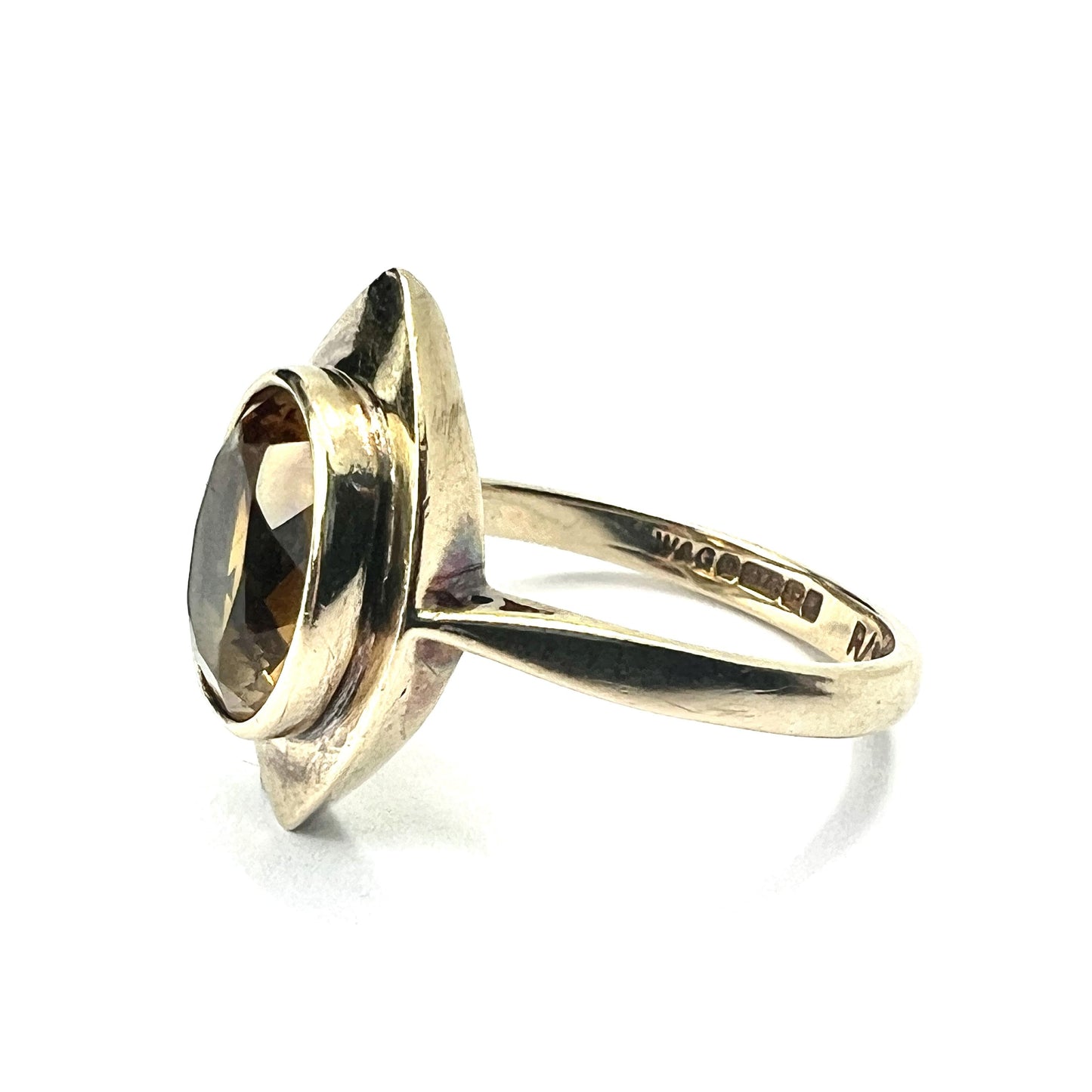 Vintage 9CT Gold Citrine Navette Ring