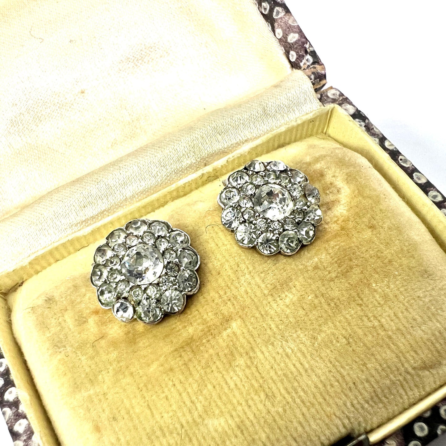 Original Boxed Vintage Ciro Diamante Rhinestone Paste Ear Clip Earrings