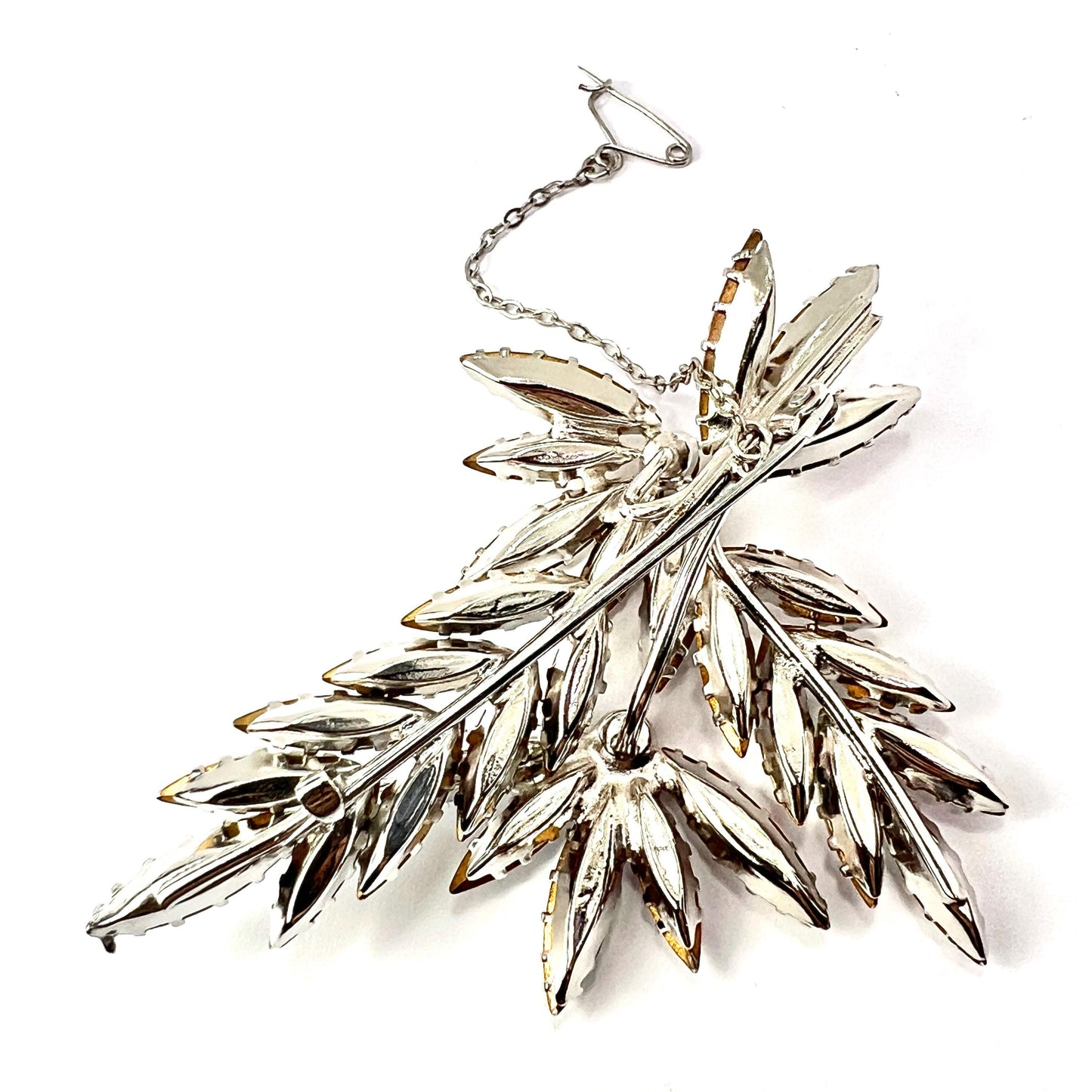 Huge Vintage Rhinestone Diamante Paste Marquise Faux Diamond Brooch