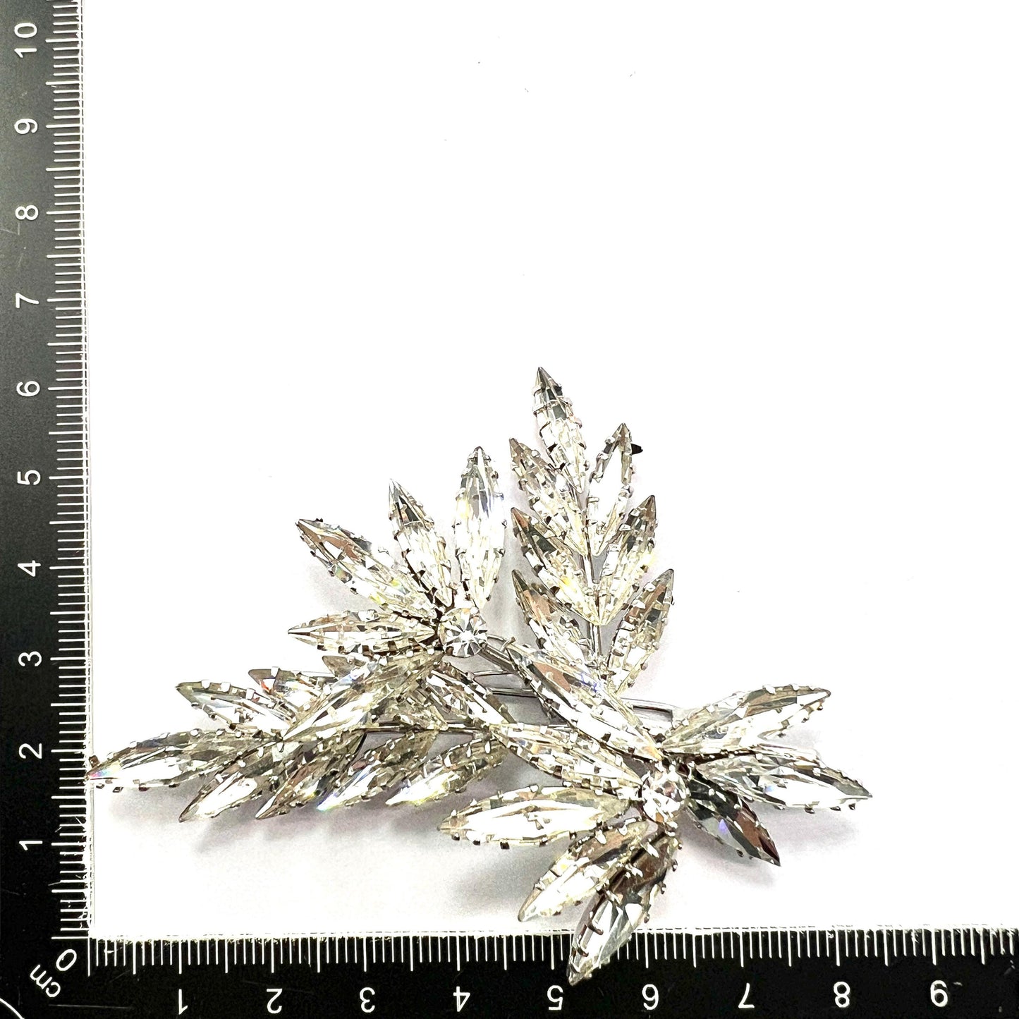 Huge Vintage Rhinestone Diamante Paste Marquise Faux Diamond Brooch