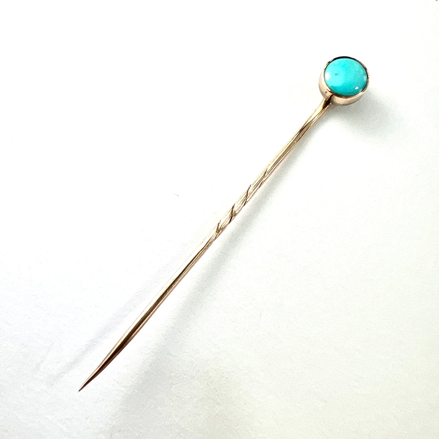 Victorian 9CT Gold Turquoise Solitaire Stick Pin