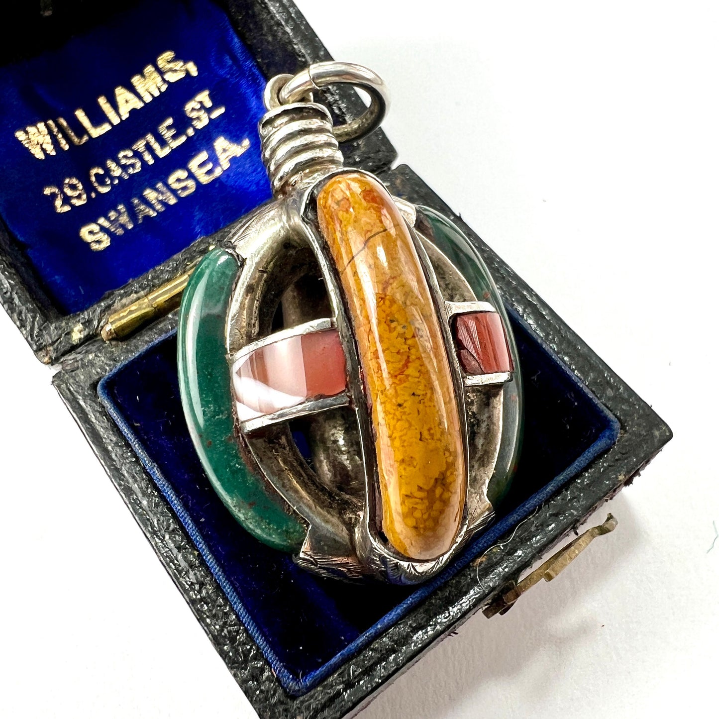 Scottish Victorian Agate Silver Cage Pendant